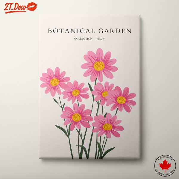Colorful Botanical Illustration of Pink Flowers