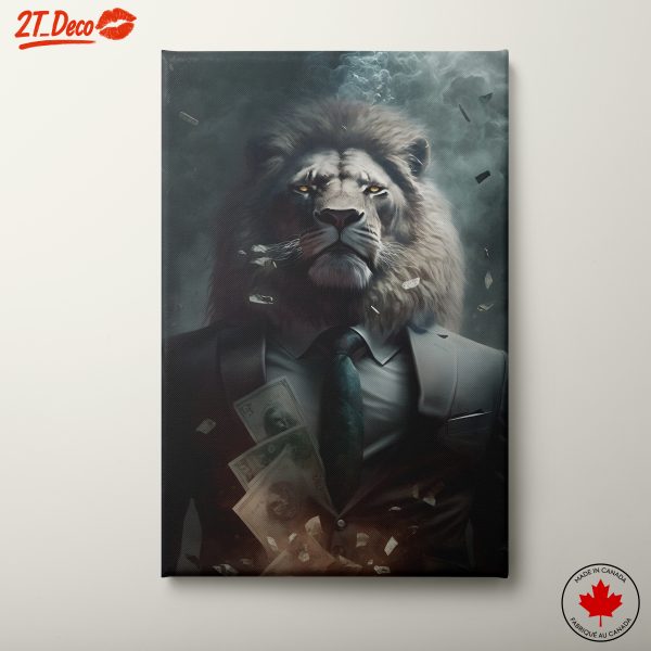 Majestic Lion in a Suit with Money