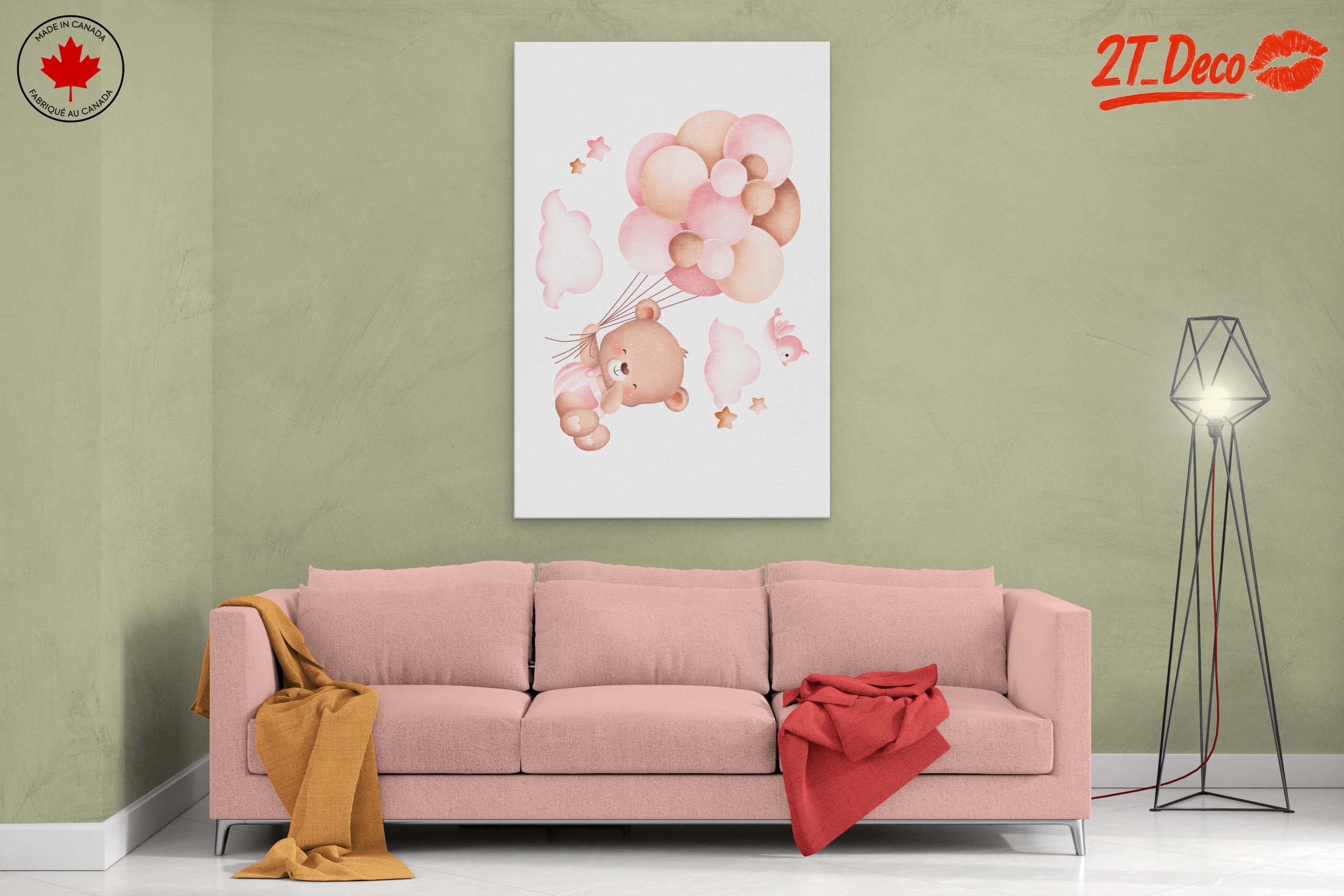Adorable Bear with Balloons Art - Image 2
