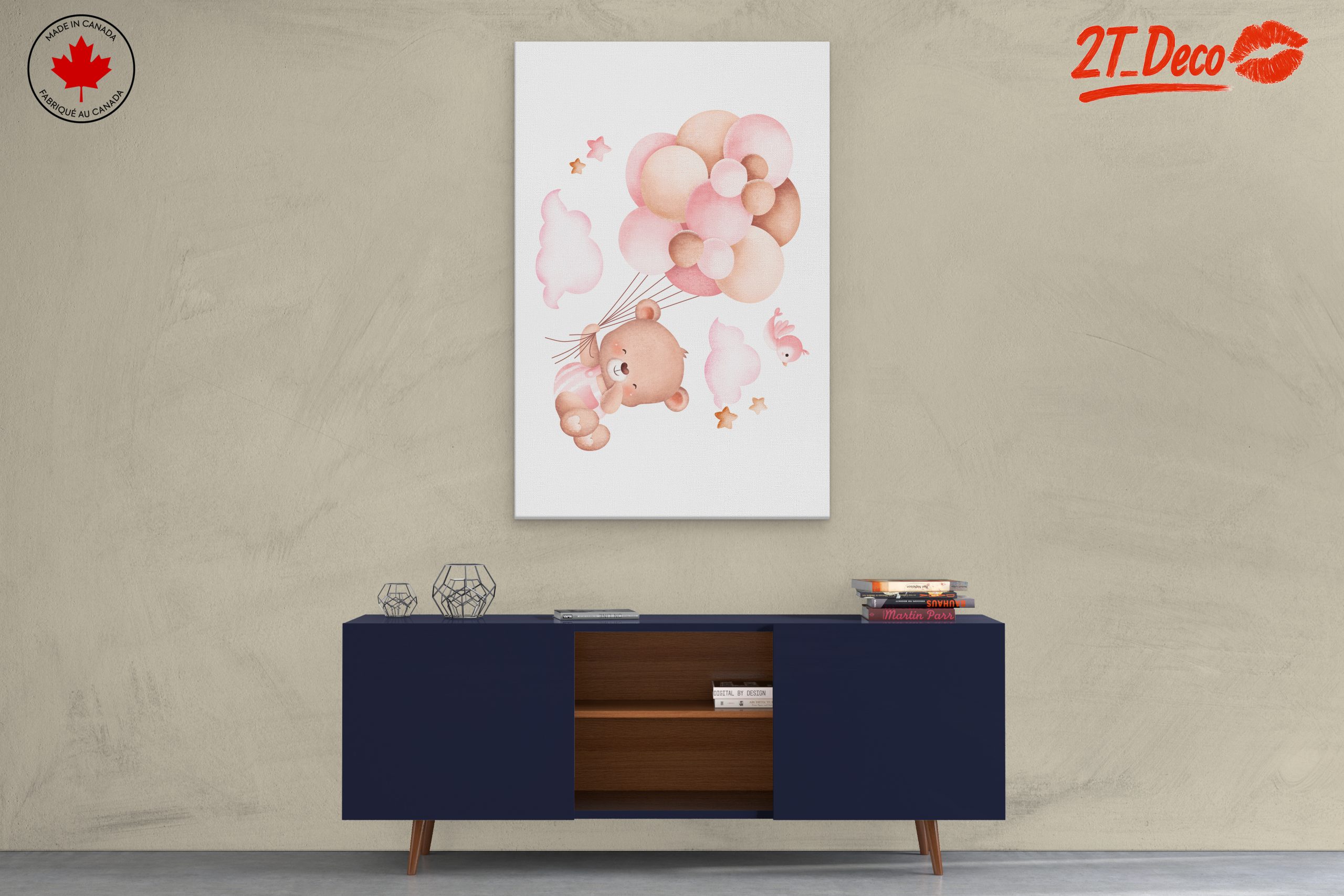 Adorable Bear with Balloons Art - Image 3