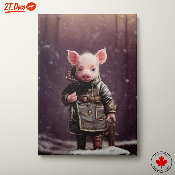 Charming Cute Pig in Winter Outfit
