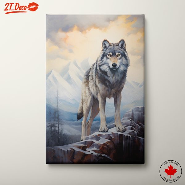 Realistic Wolf Art in Mountain Landscape