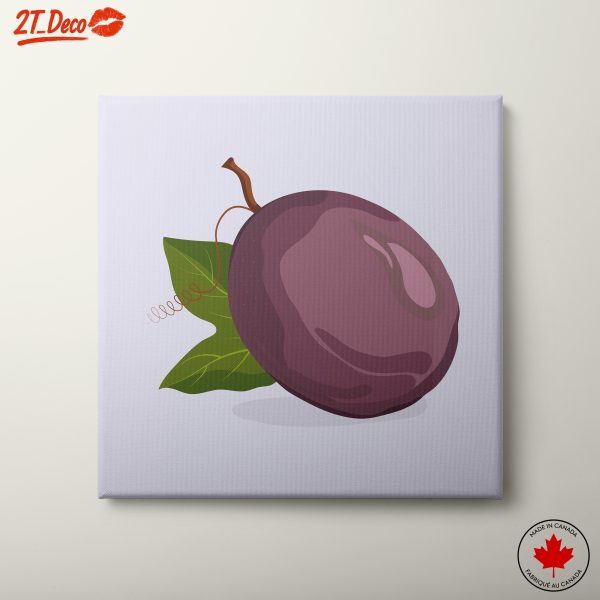 Stylized Plum Artwork with Leaves