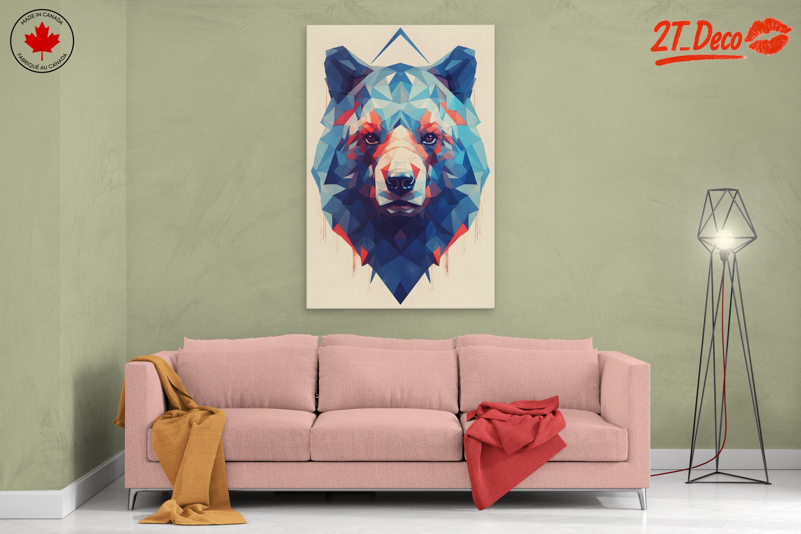 Stylized Bear Artwork with Geometric Design - Image 2