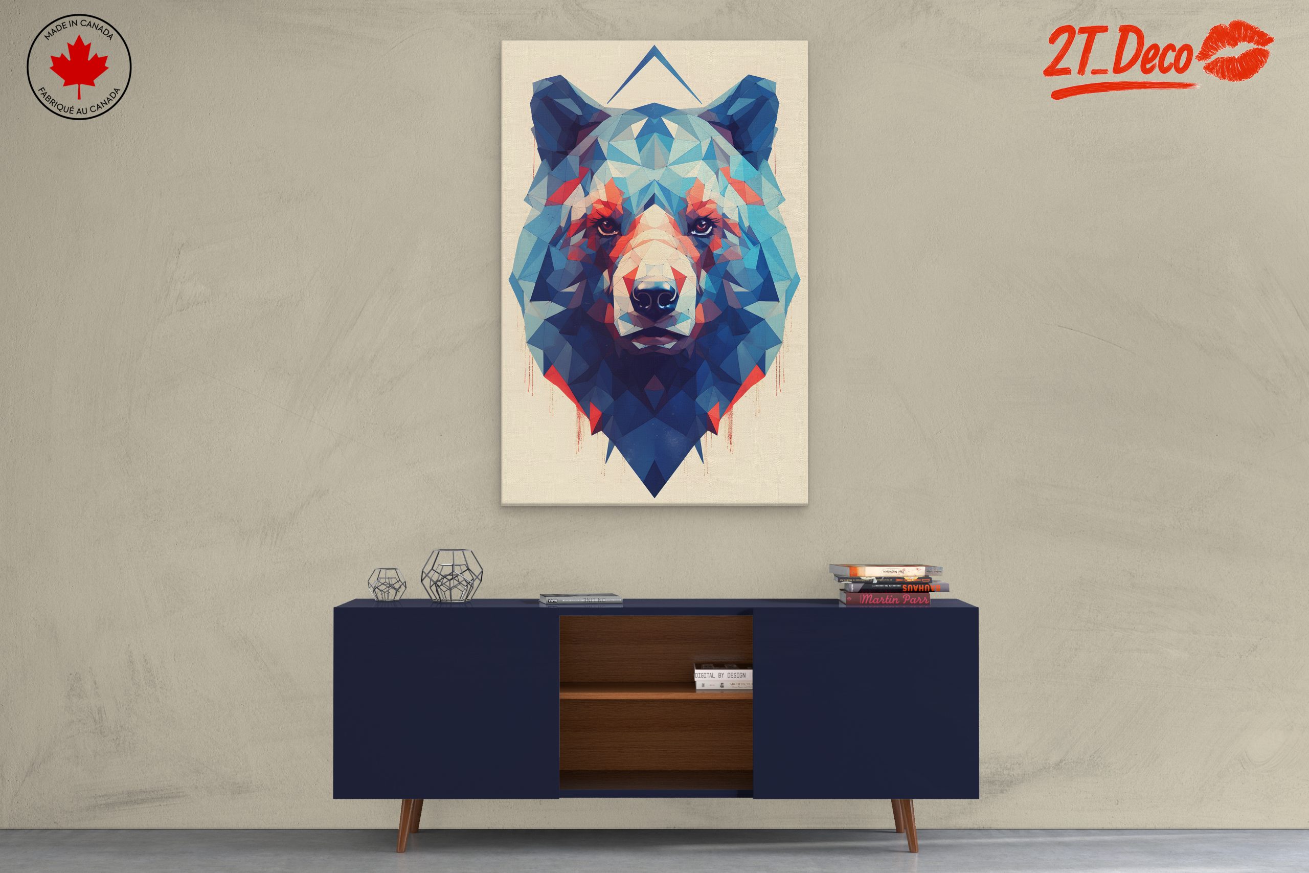 Stylized Bear Artwork with Geometric Design - Image 3