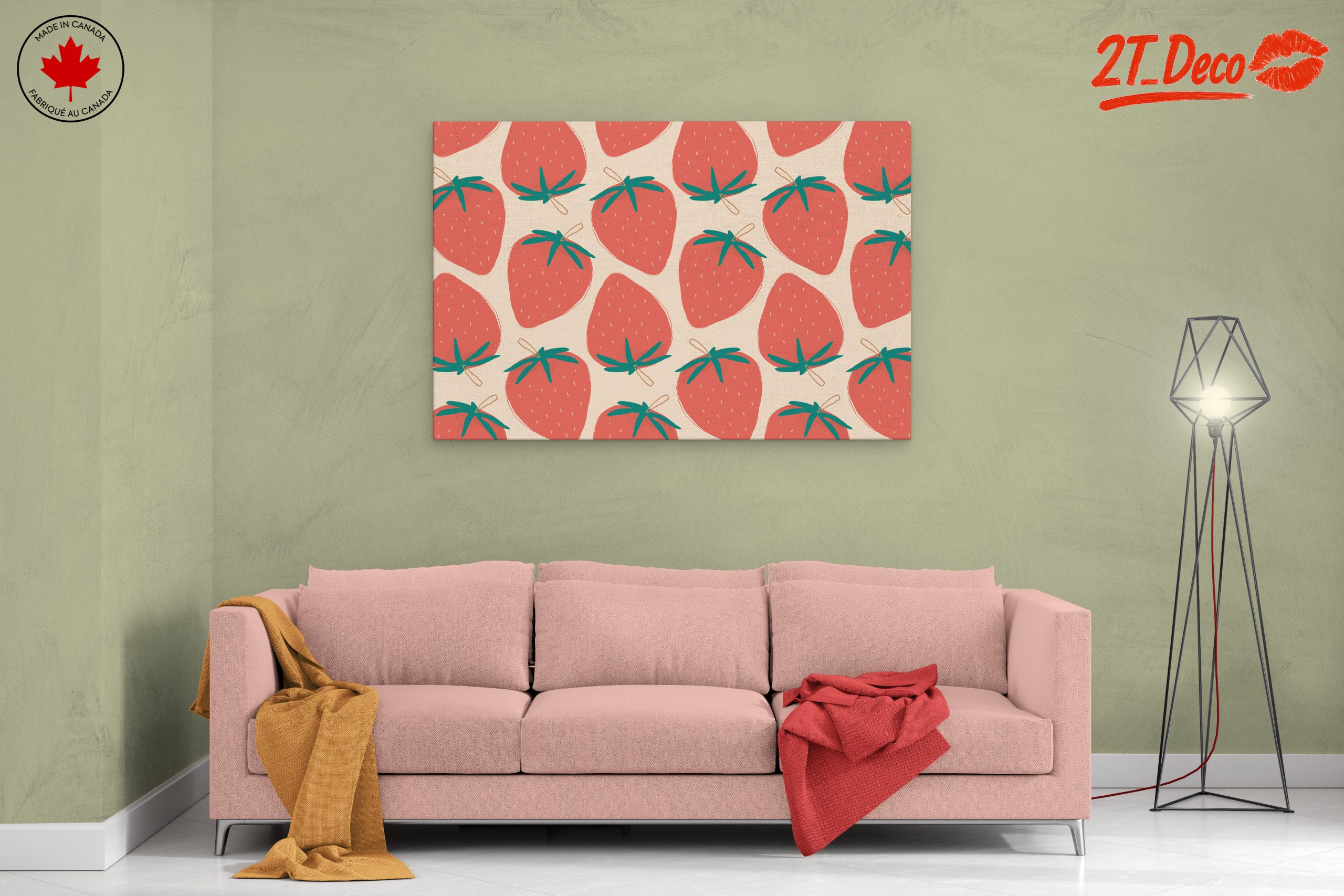 Playful Strawberry Abstract Art - Image 2