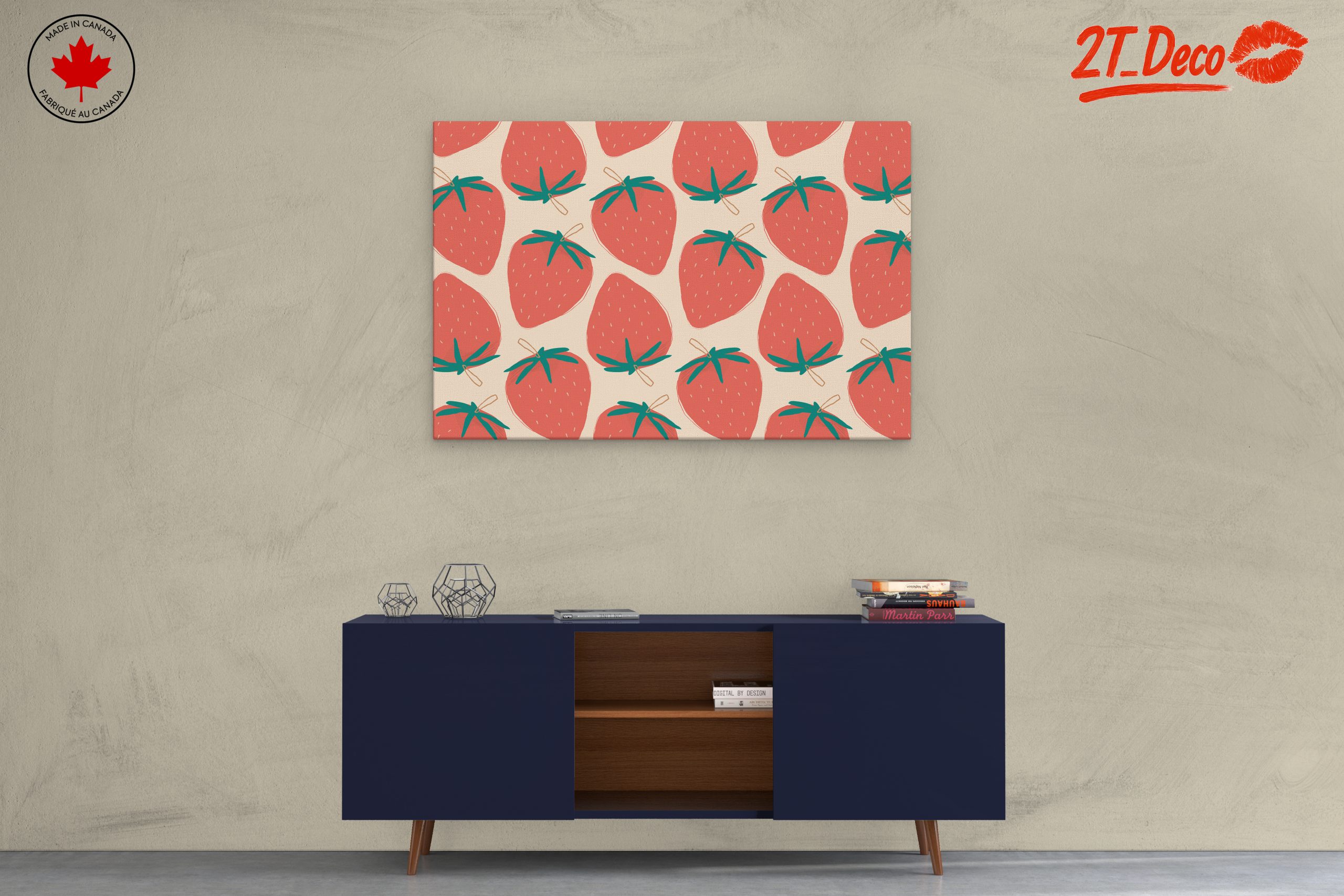Playful Strawberry Abstract Art - Image 3