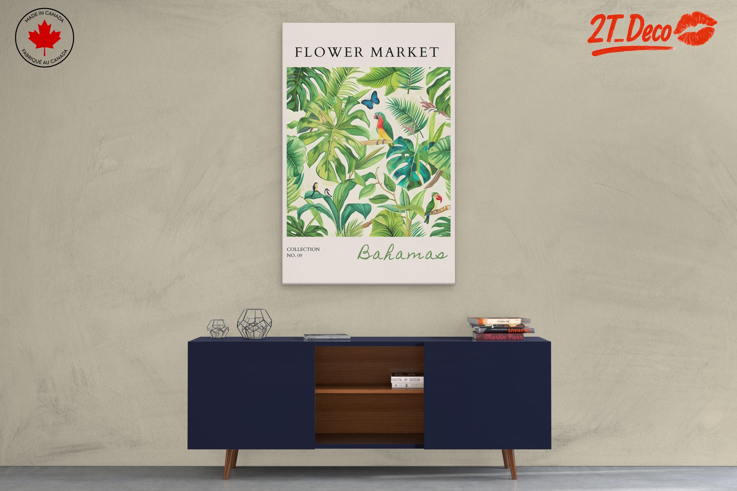 Tropical Botanical Artwork Featuring Colorful Birds - Image 3