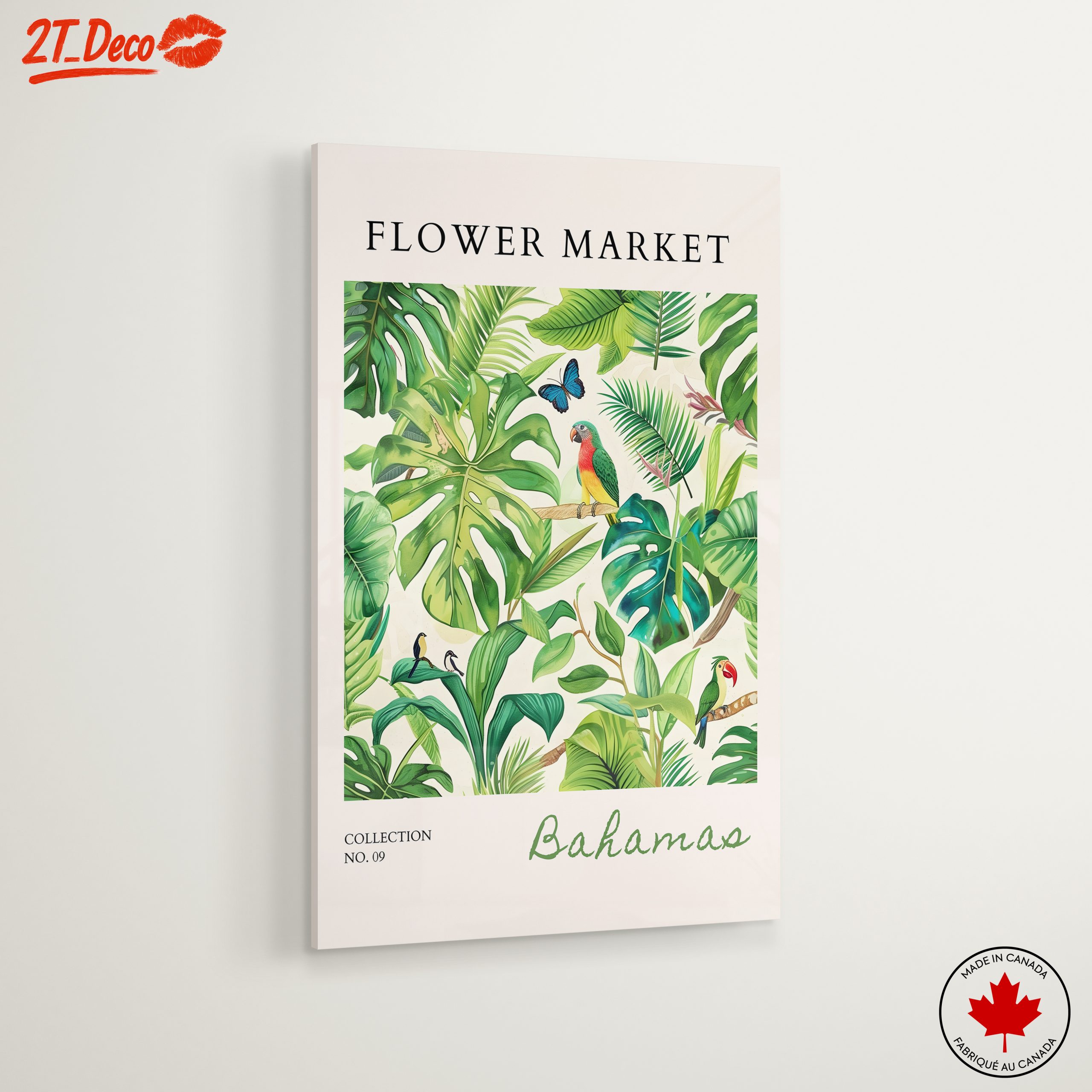 Tropical Botanical Artwork Featuring Colorful Birds - Image 6