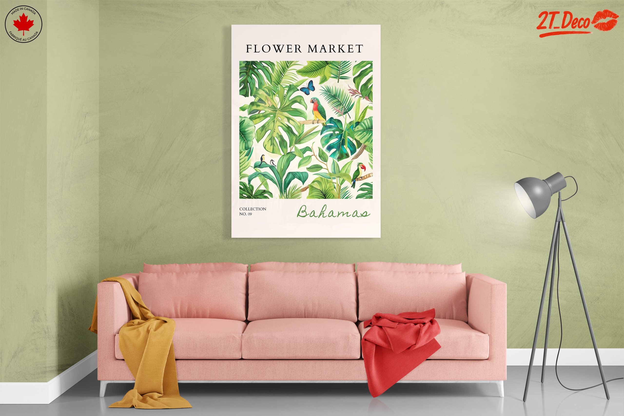 Tropical Botanical Artwork Featuring Colorful Birds - Image 7