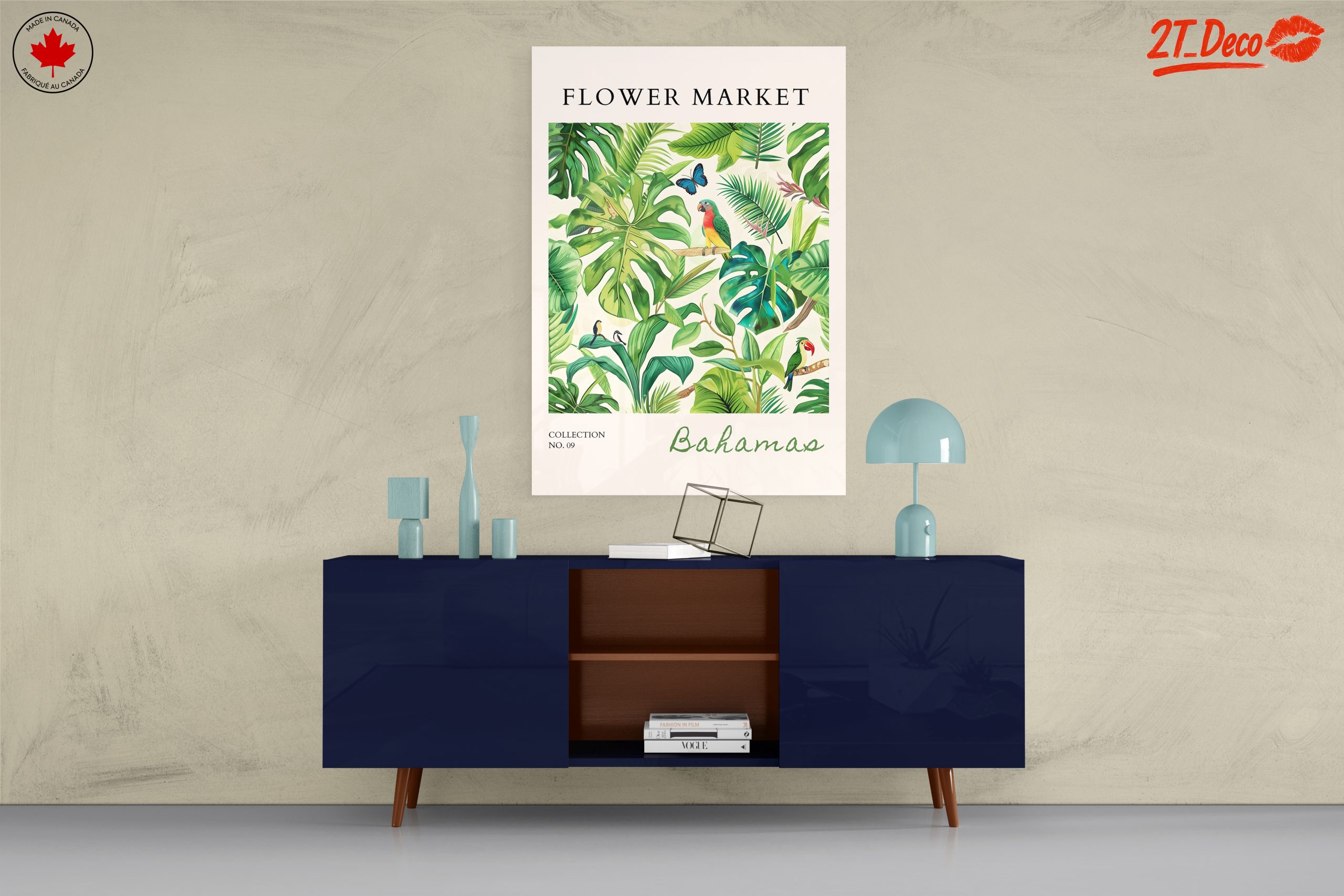 Tropical Botanical Artwork Featuring Colorful Birds - Image 8