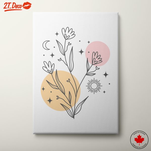 Contemporary Botanical Art with Stars and Moons