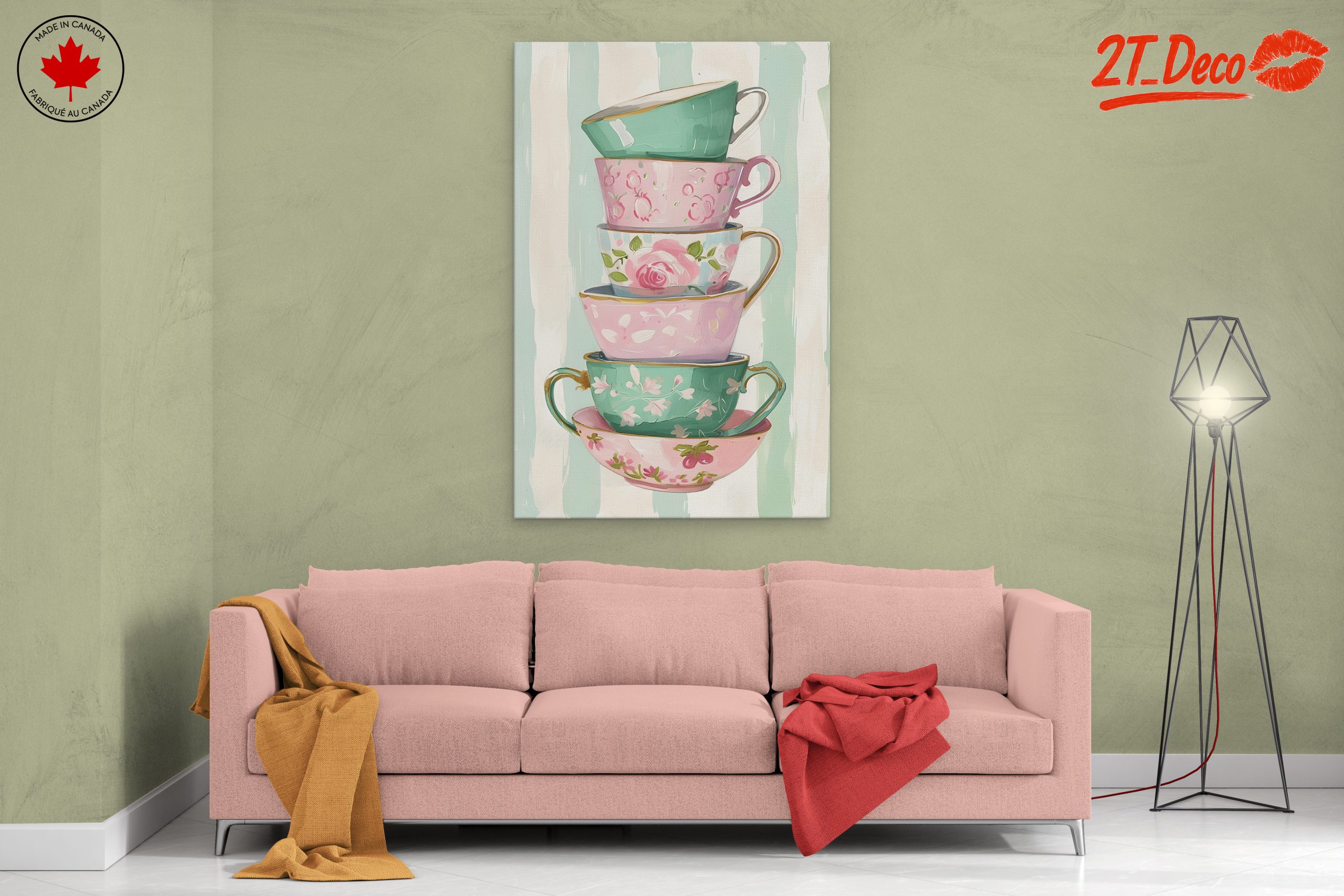 Decorative Stack of Vintage Tea Cups - Image 2