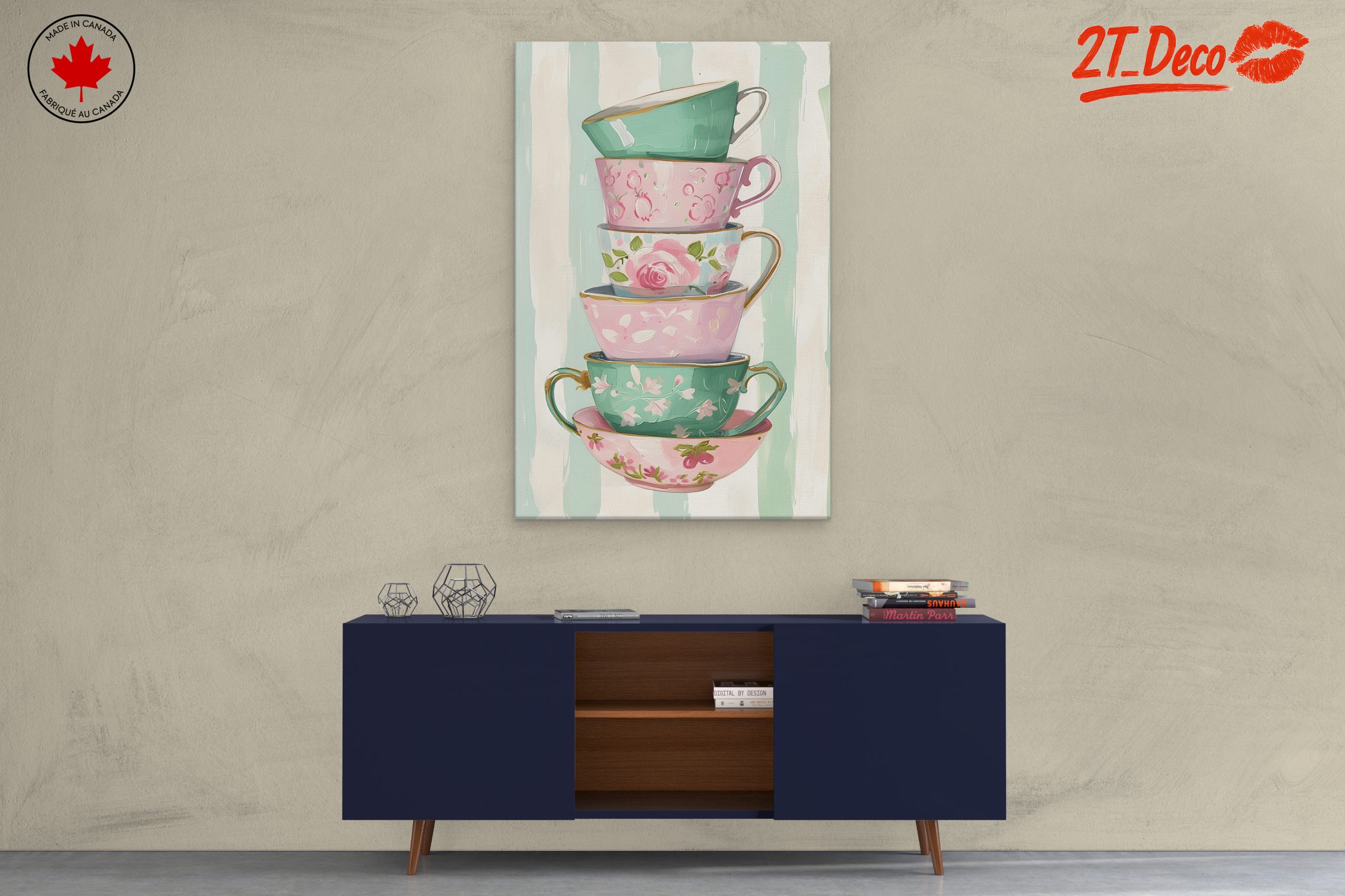 Decorative Stack of Vintage Tea Cups - Image 3