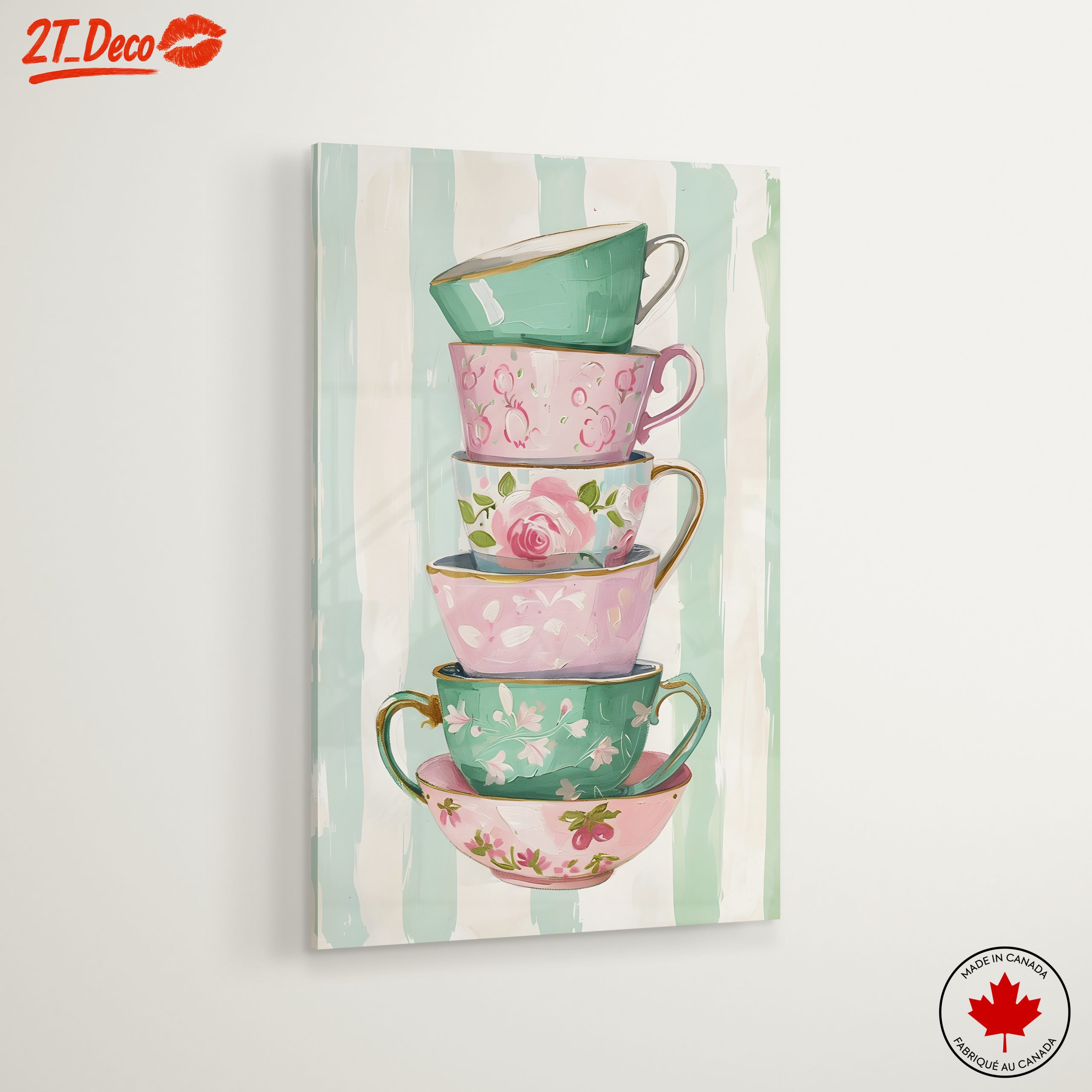 Decorative Stack of Vintage Tea Cups - Image 6