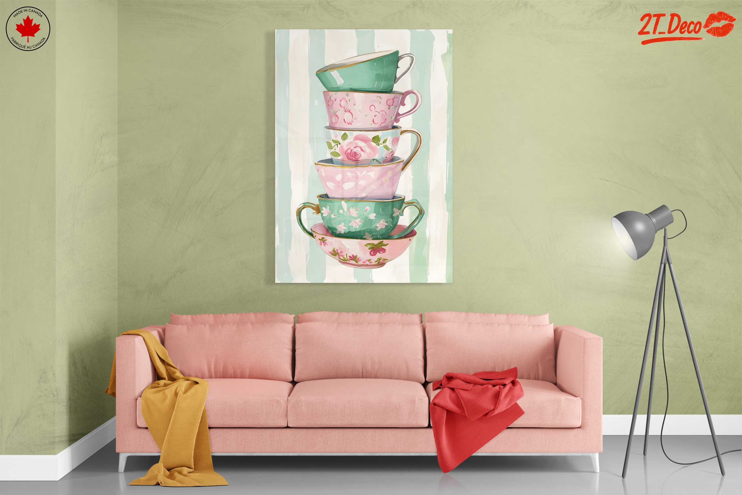 Decorative Stack of Vintage Tea Cups - Image 7
