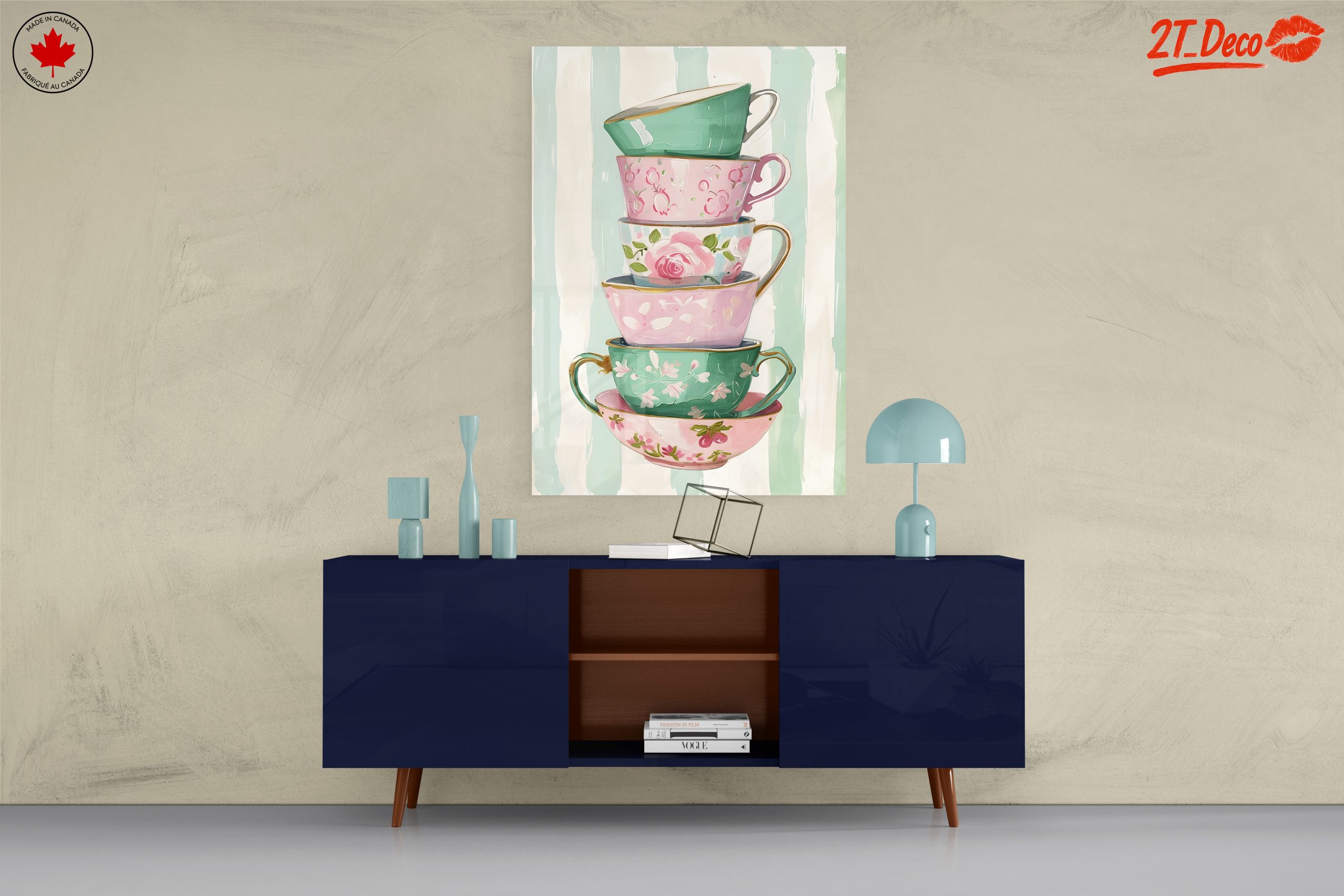 Decorative Stack of Vintage Tea Cups - Image 8