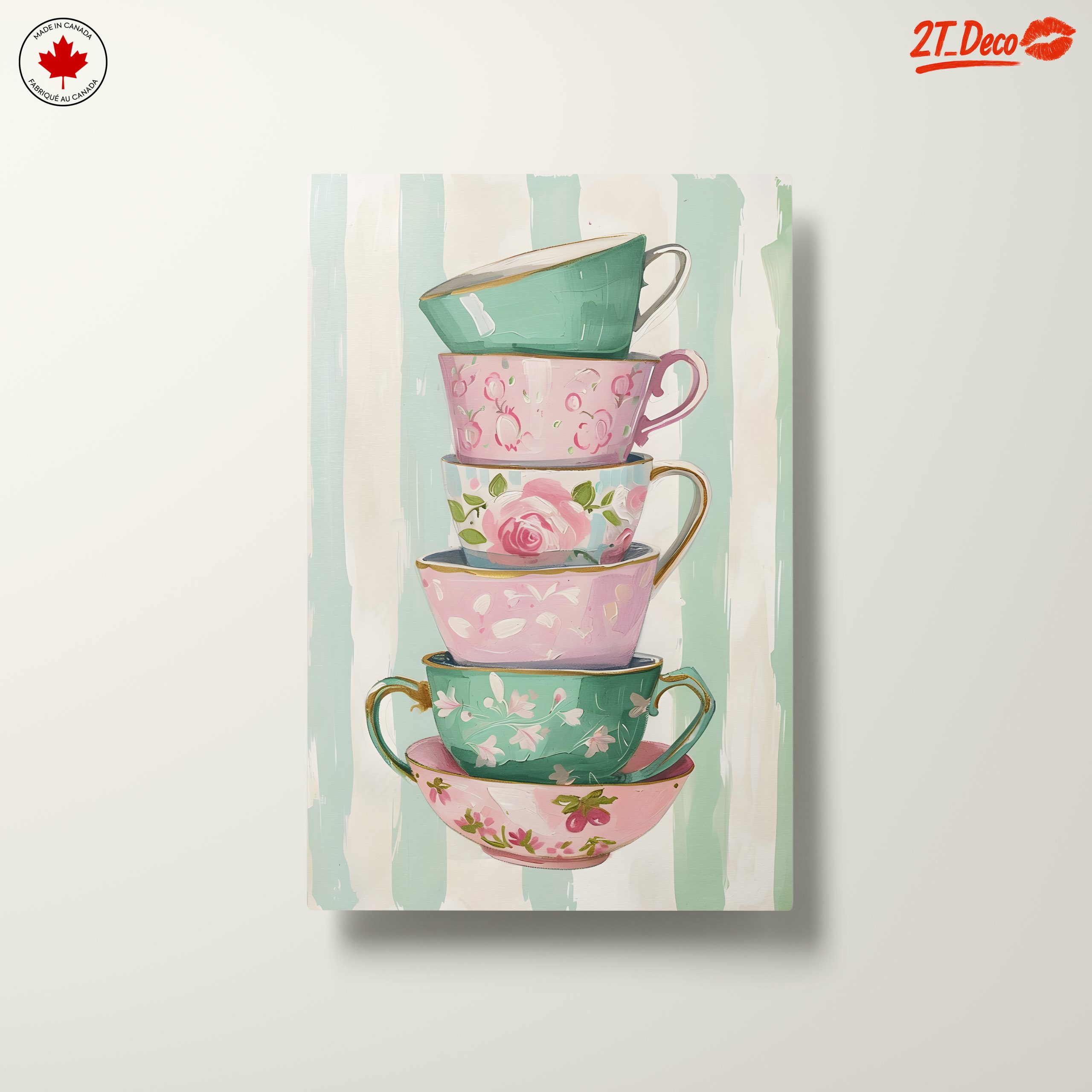 Decorative Stack of Vintage Tea Cups - Image 10