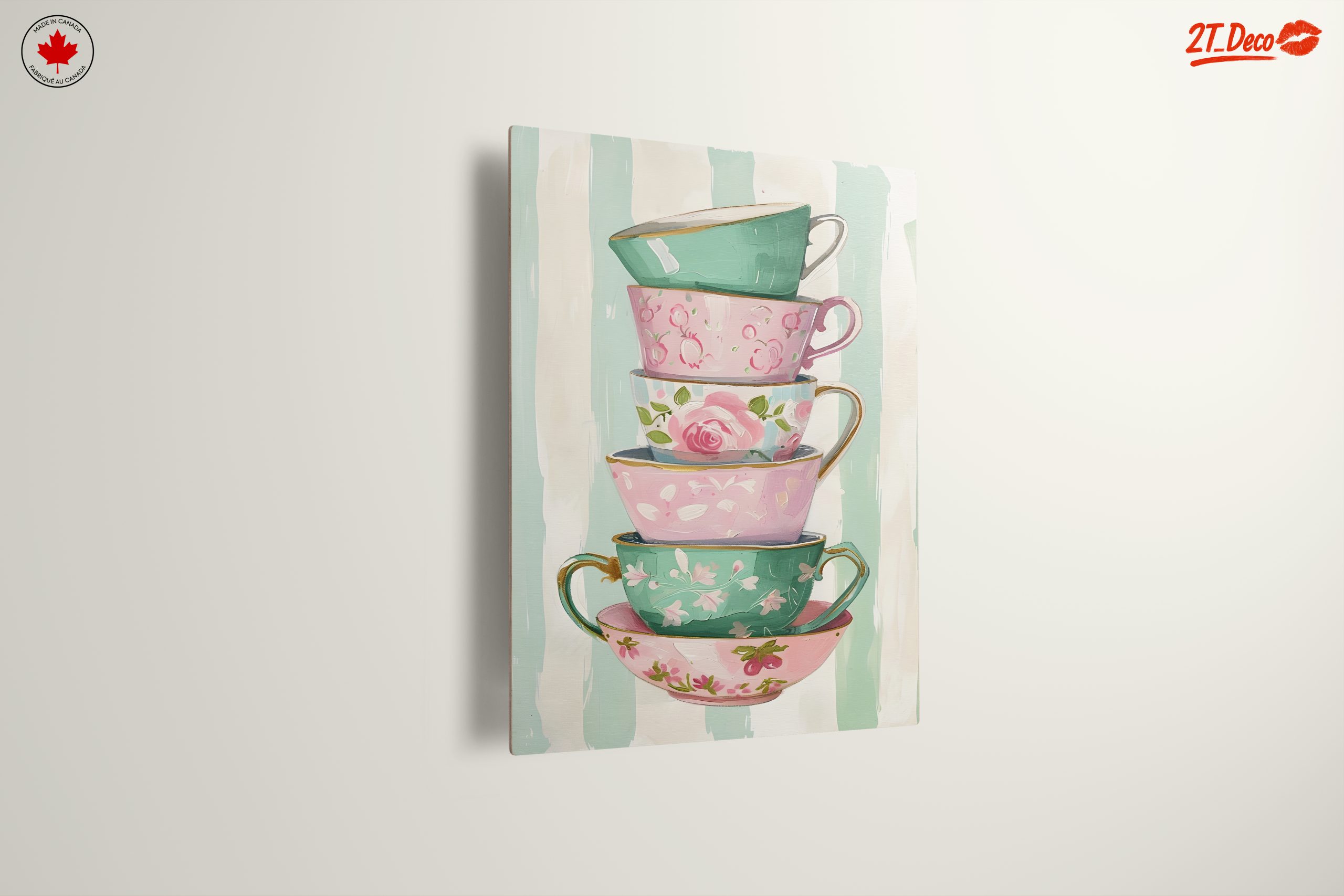 Decorative Stack of Vintage Tea Cups - Image 13