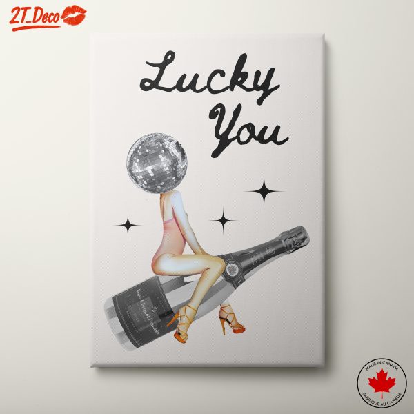 Contemporary Celebration Art Featuring Disco Ball and Champagne