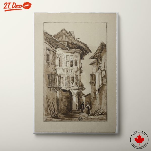 Detailed Architectural Scene with Floral Elements