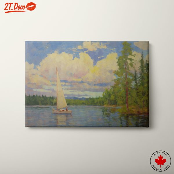 Sailing Through Tranquil Waters Under Colorful Skies