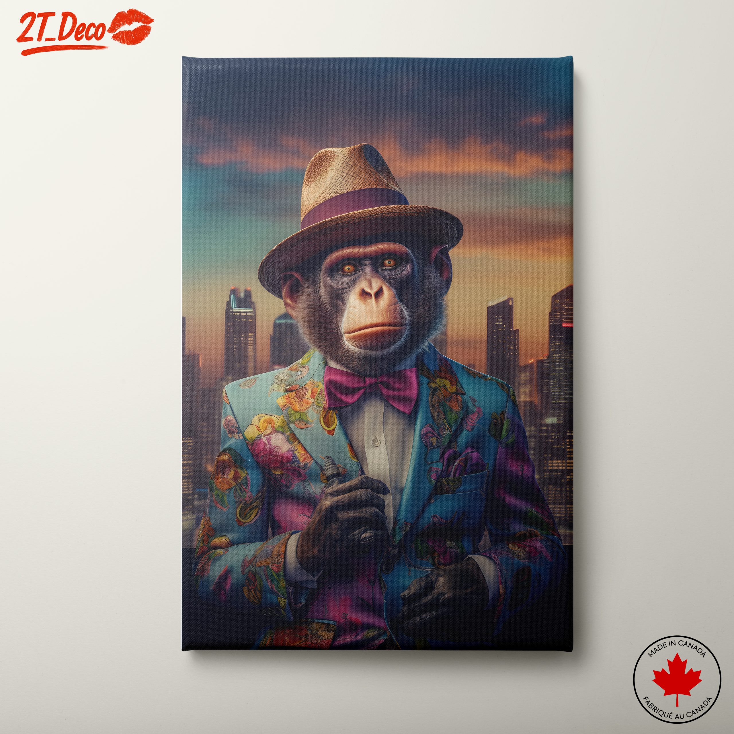 Stylized Monkey in Floral Suit