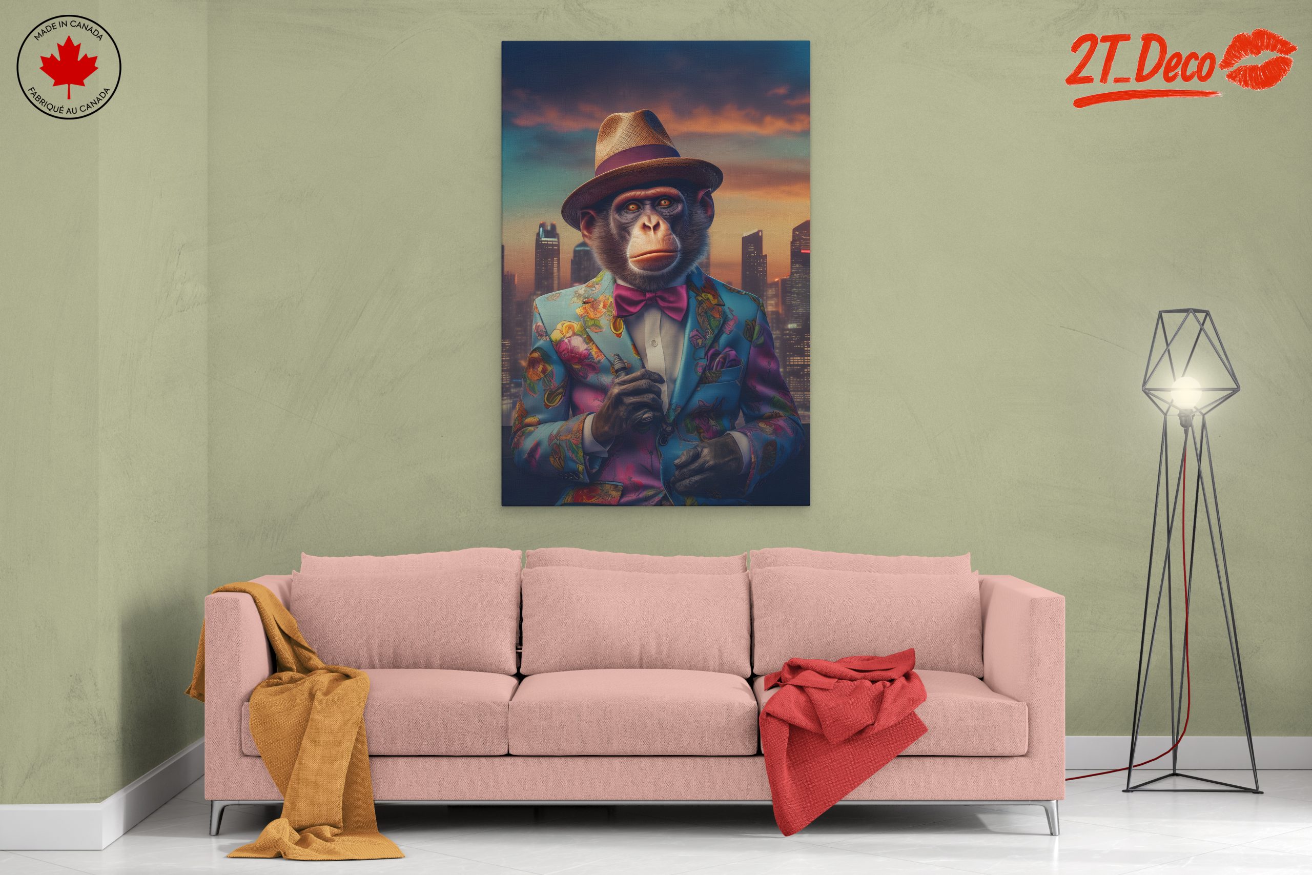 Stylized Monkey in Floral Suit - Image 2