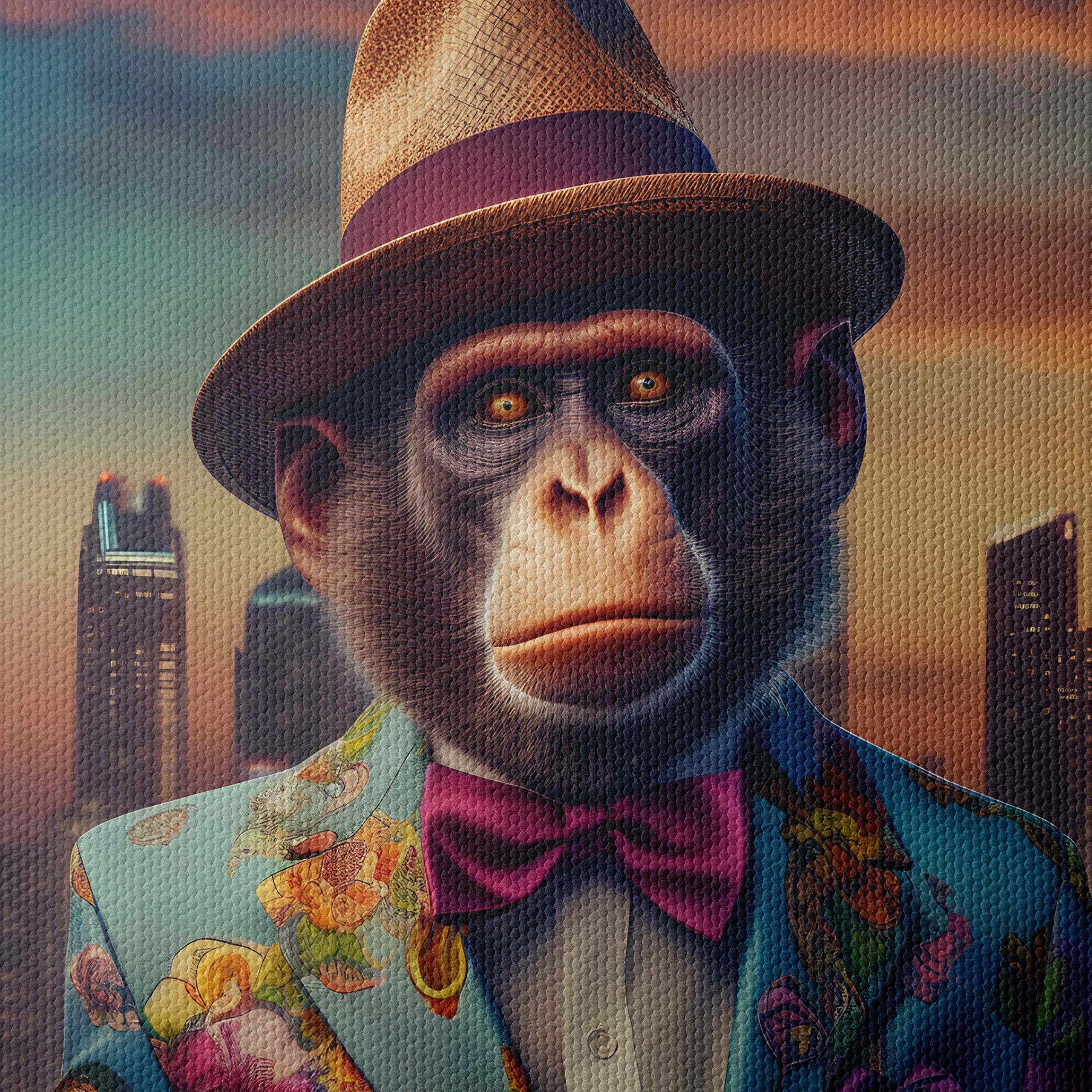 Stylized Monkey in Floral Suit - Image 4