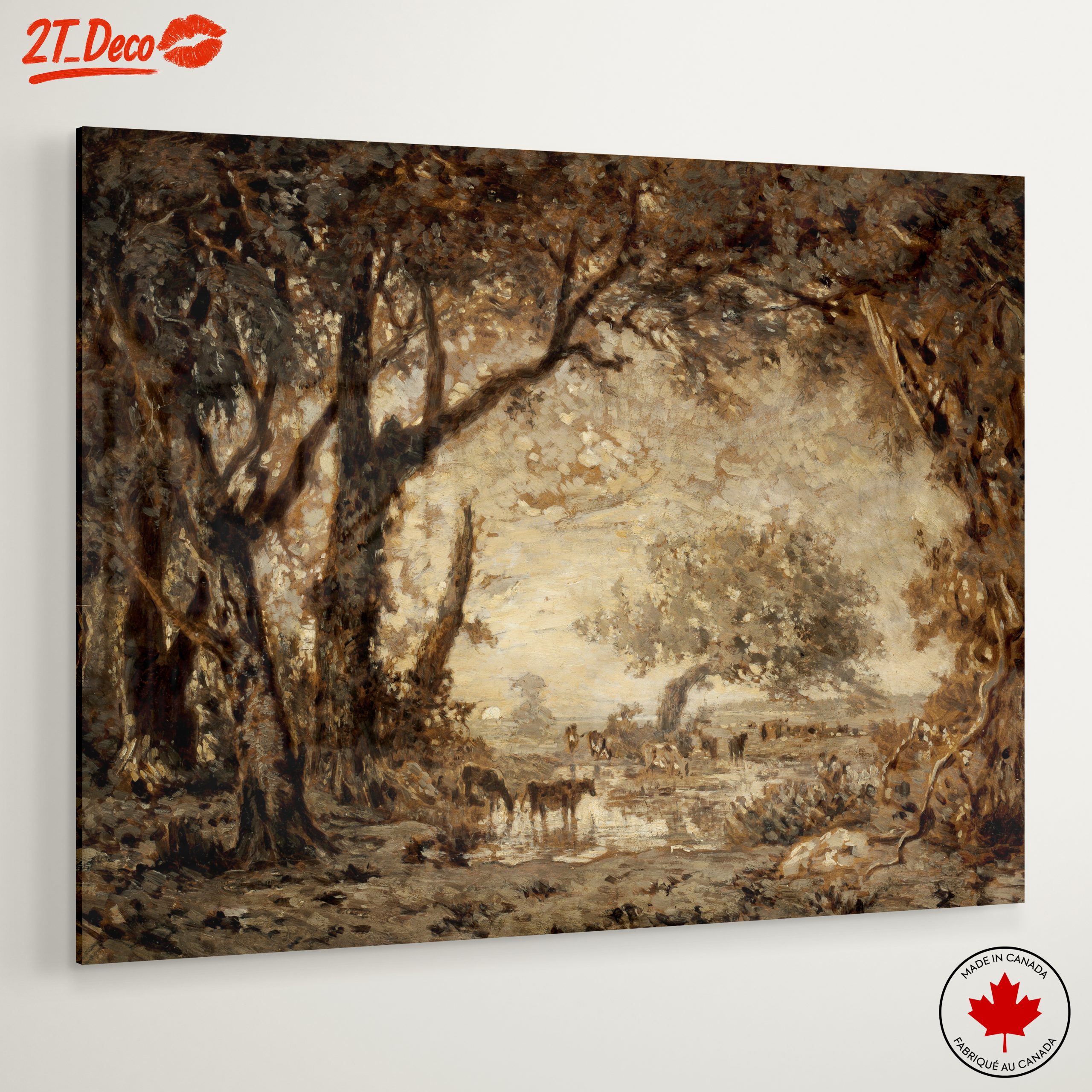 Serene Nature Landscape with Trees and Cattle - Image 6