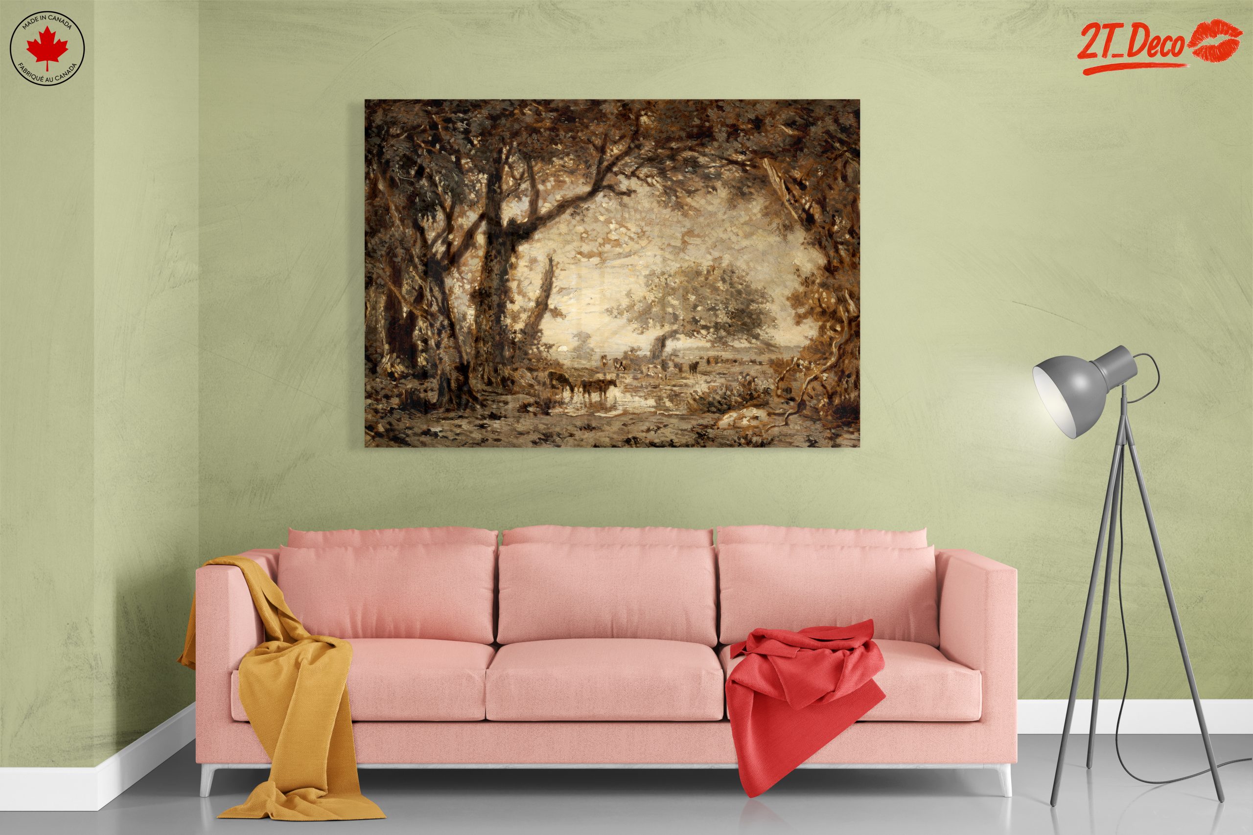 Serene Nature Landscape with Trees and Cattle - Image 7