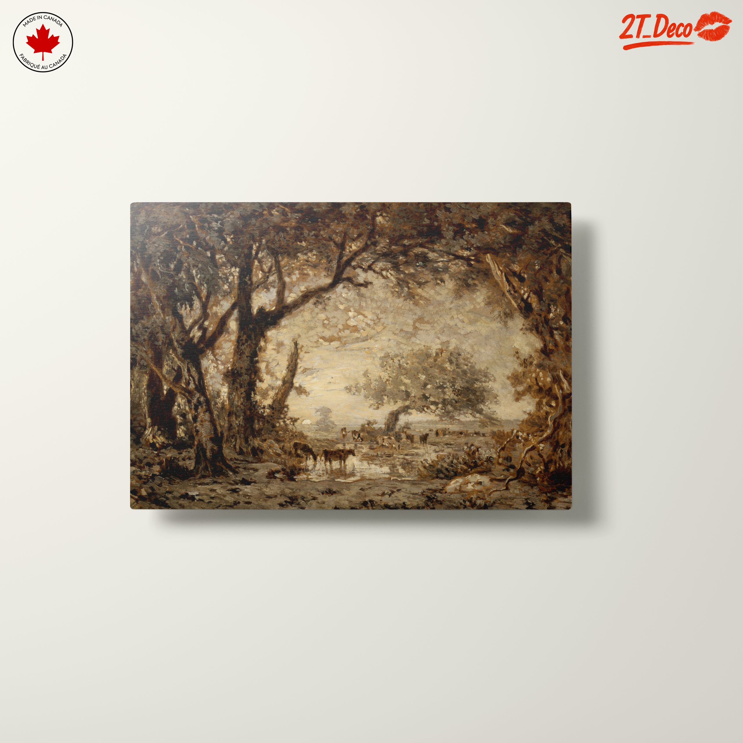 Serene Nature Landscape with Trees and Cattle - Image 10