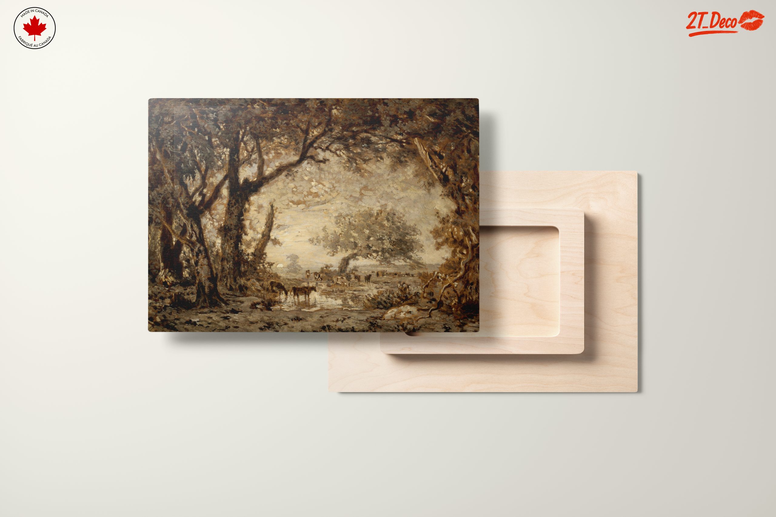 Serene Nature Landscape with Trees and Cattle - Image 11
