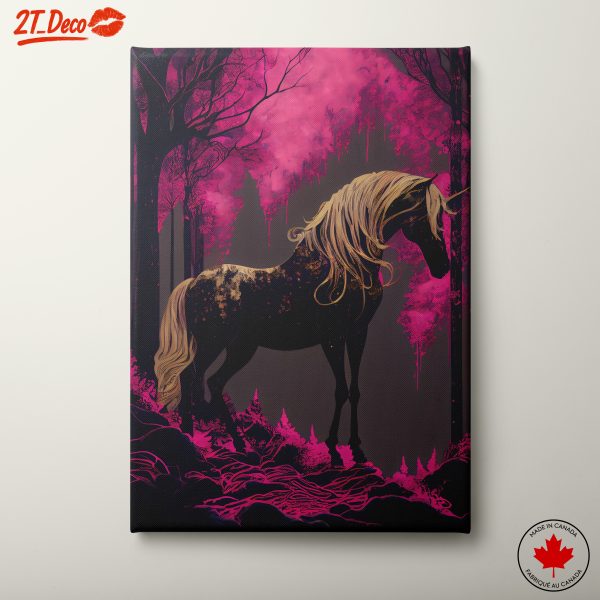 Majestic Black Unicorn in Enchanted Forest