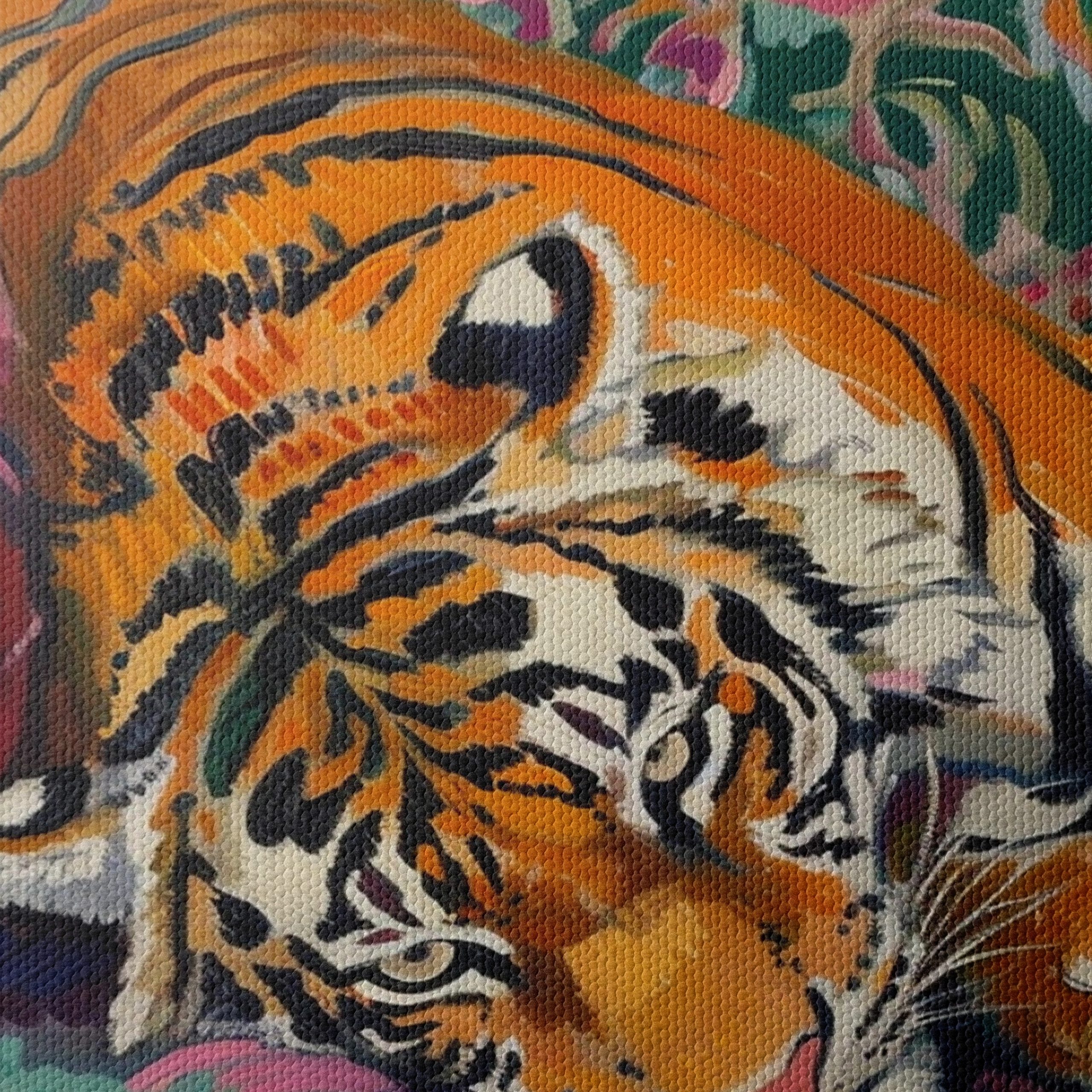 Colorful Tiger Relaxing on Vibrant Couch - Image 4
