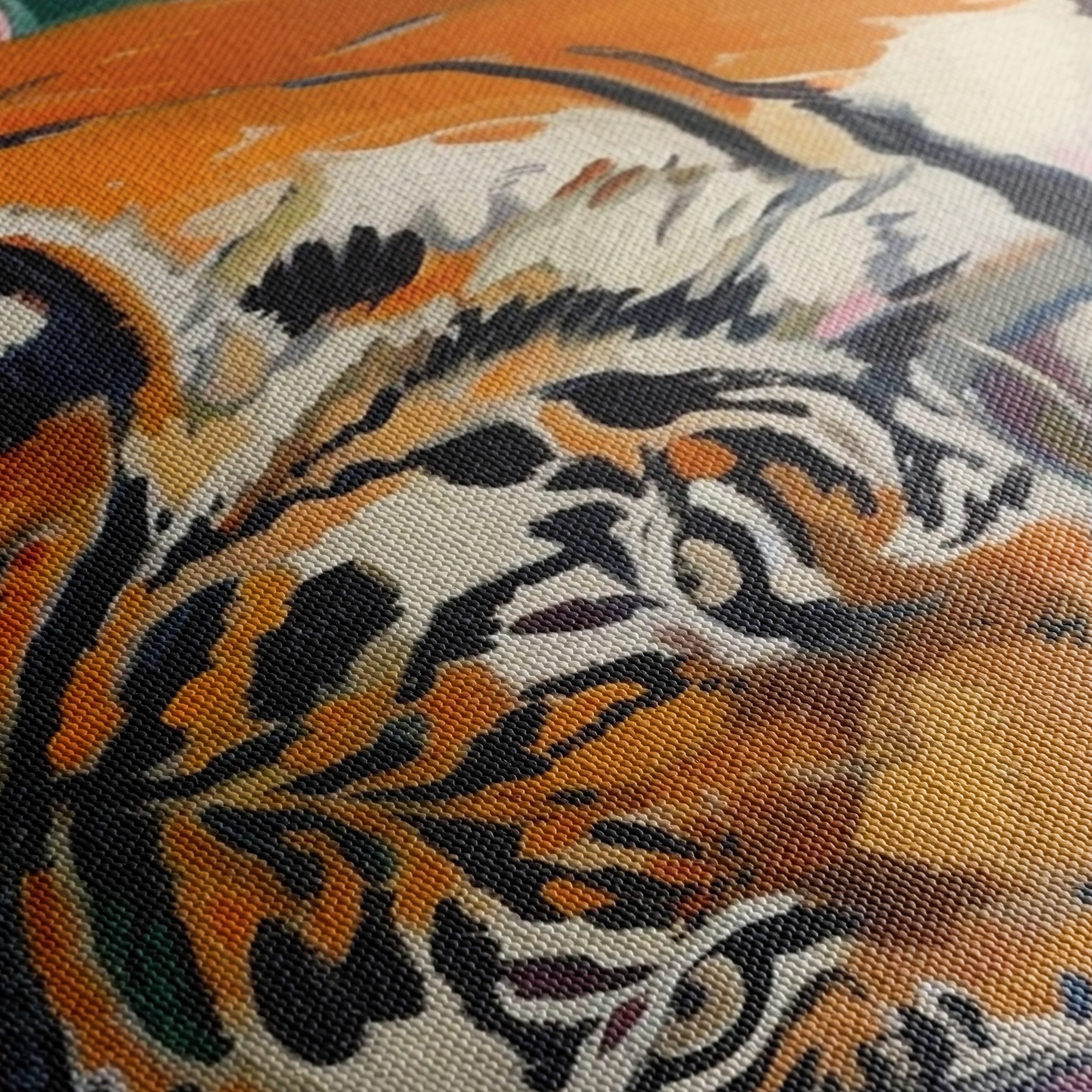 Colorful Tiger Relaxing on Vibrant Couch - Image 5