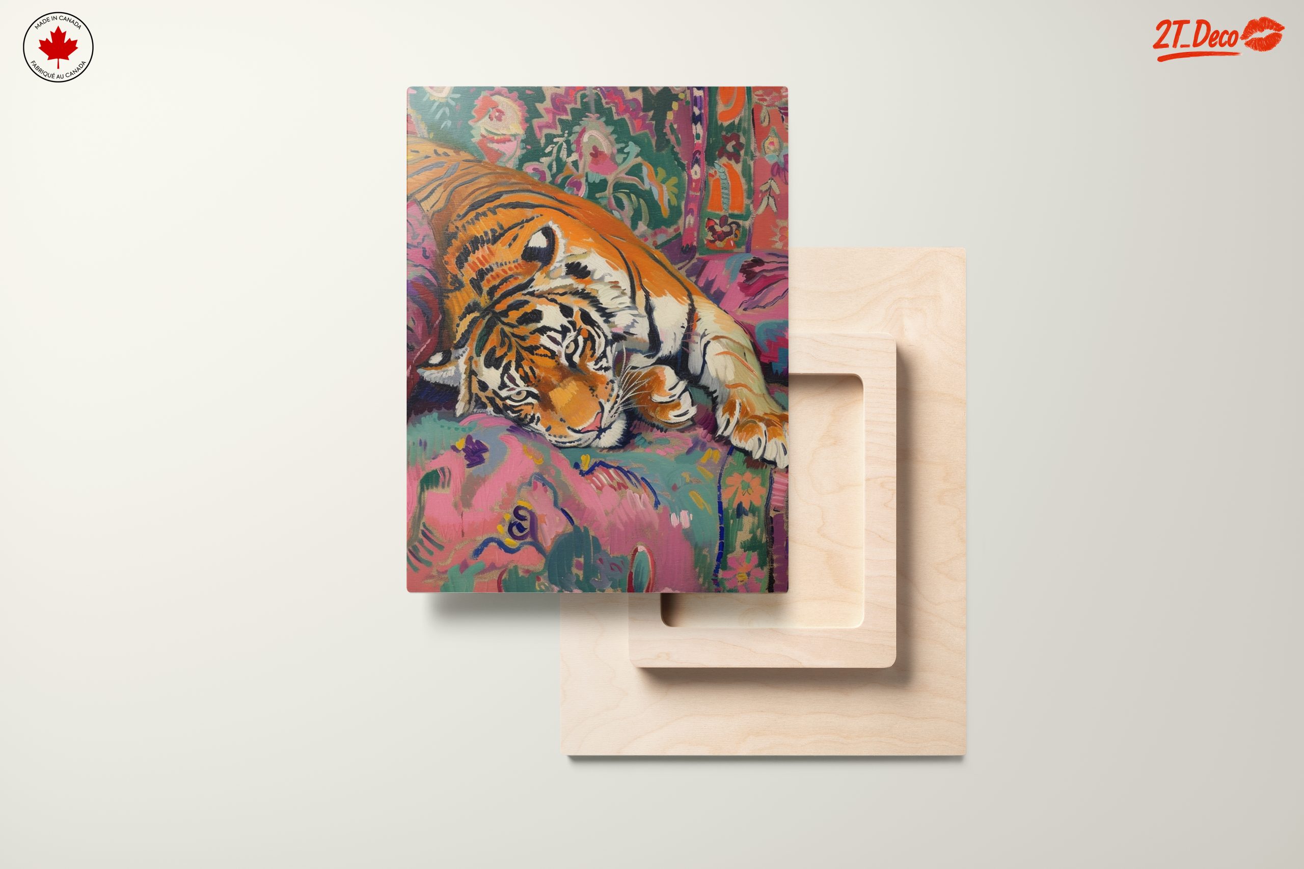Colorful Tiger Relaxing on Vibrant Couch - Image 11