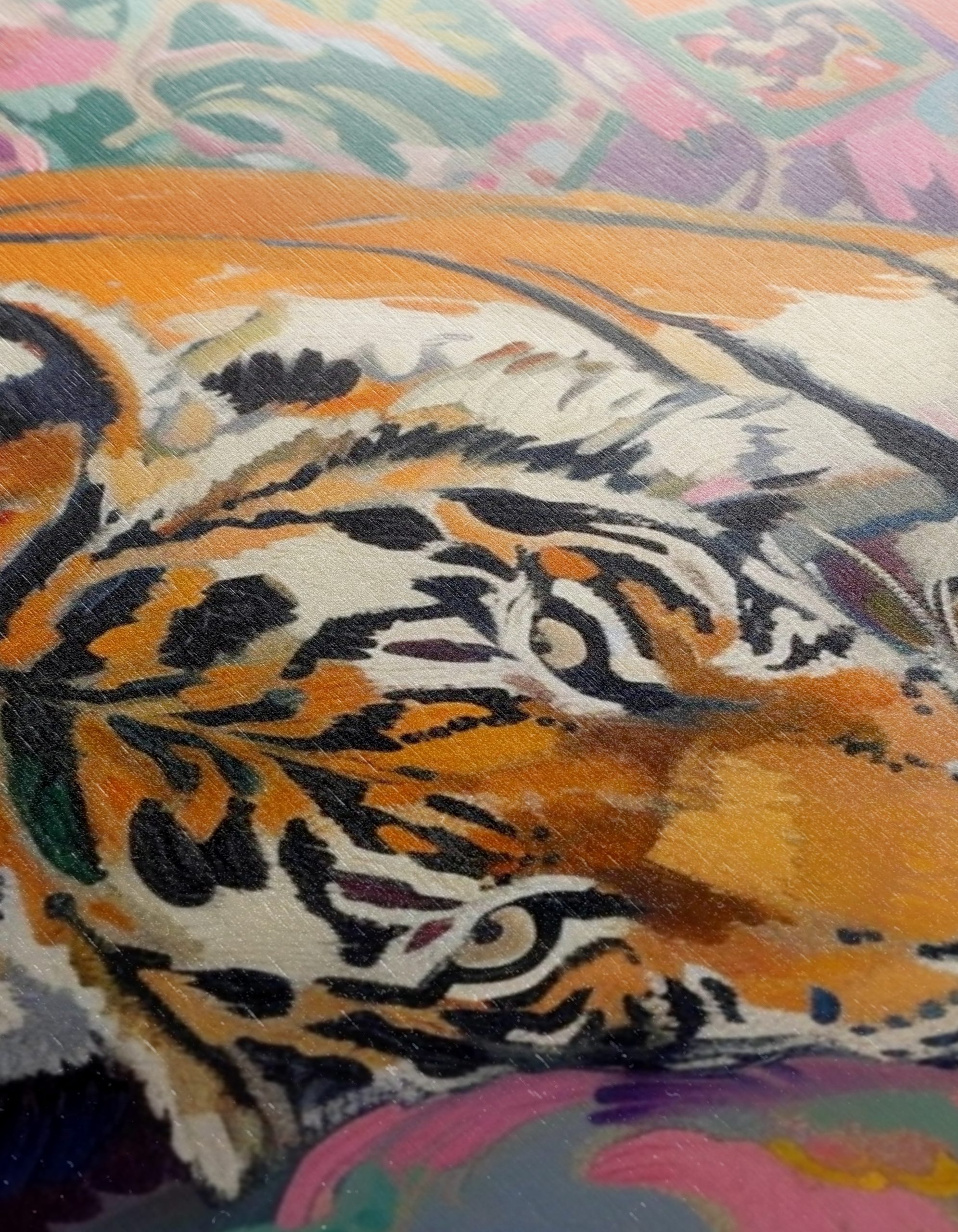 Colorful Tiger Relaxing on Vibrant Couch - Image 12
