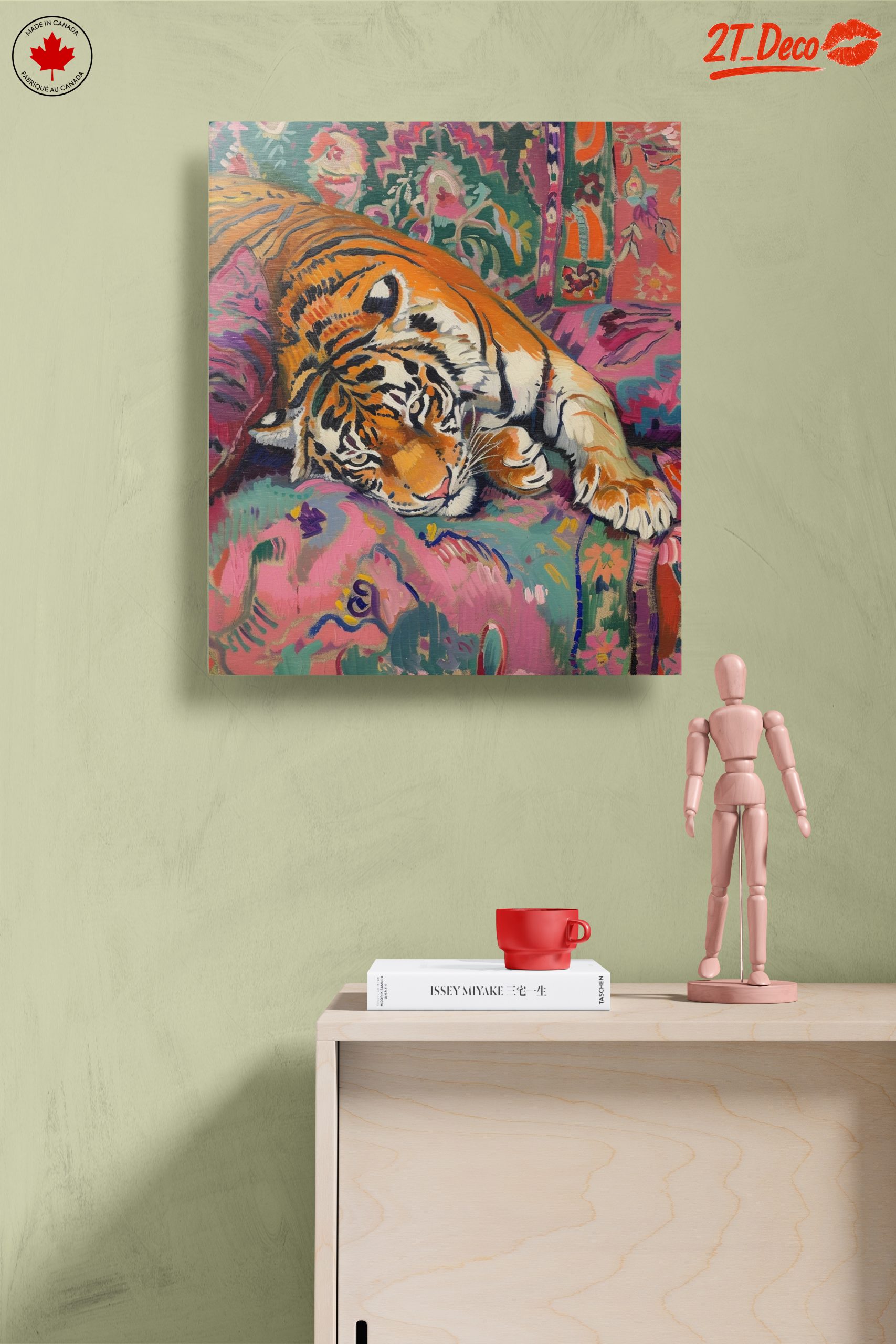 Colorful Tiger Relaxing on Vibrant Couch - Image 14