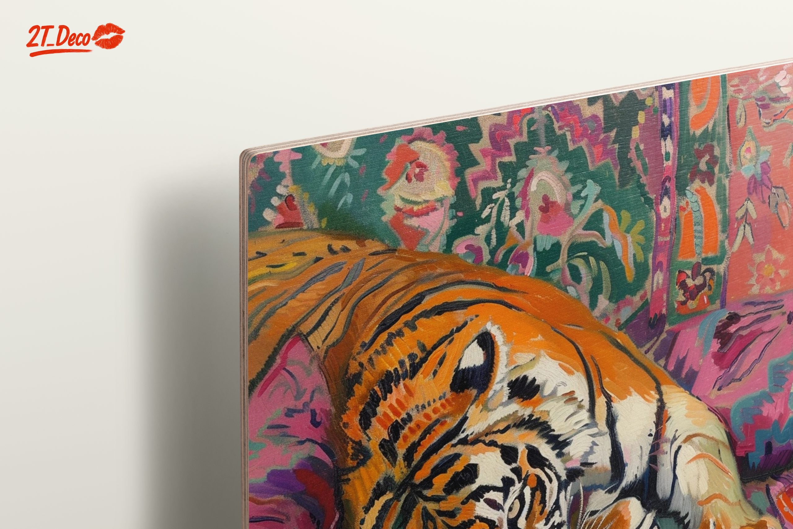 Colorful Tiger Relaxing on Vibrant Couch - Image 15