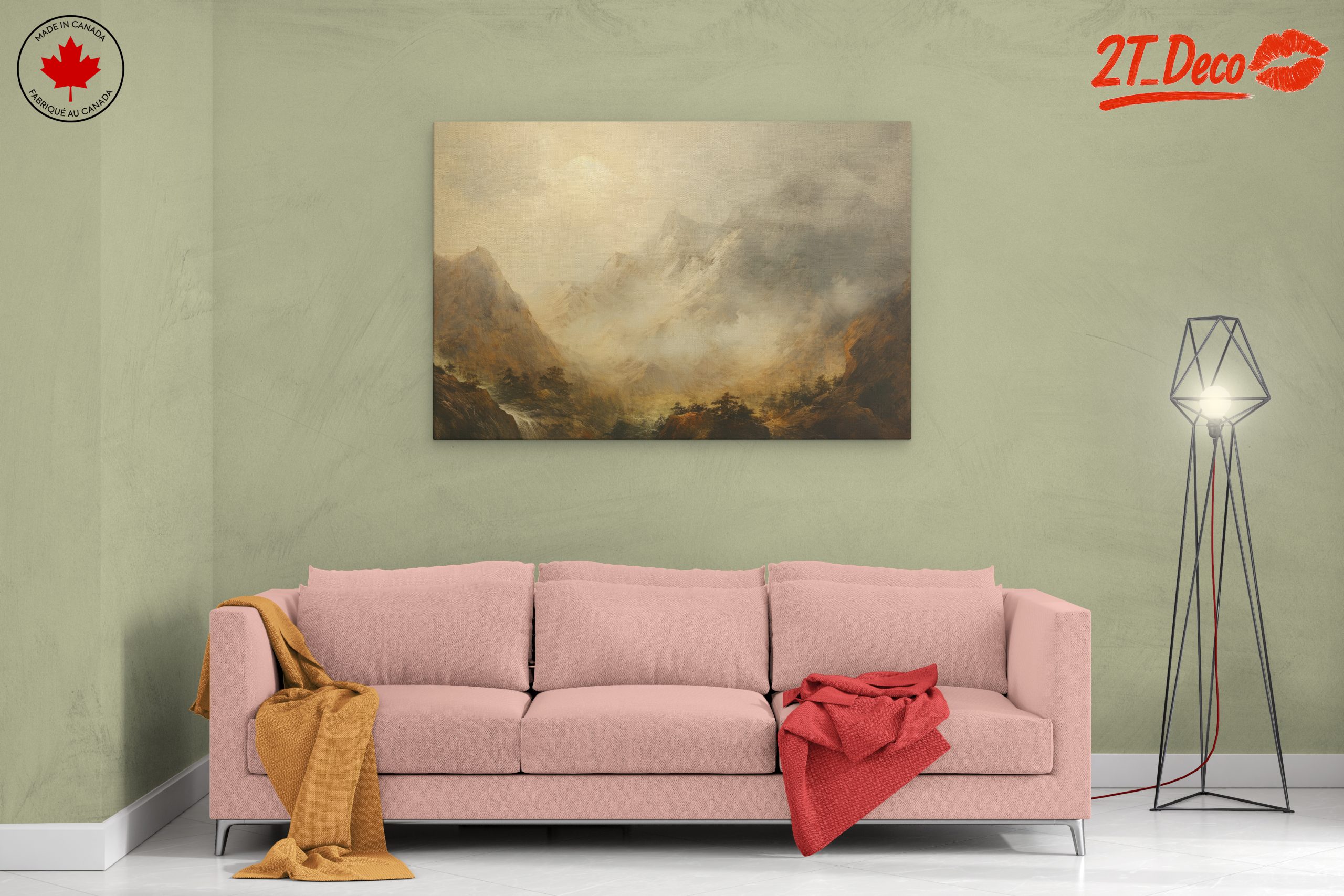 Misty Mountain Abstract Landscape Art - Image 2