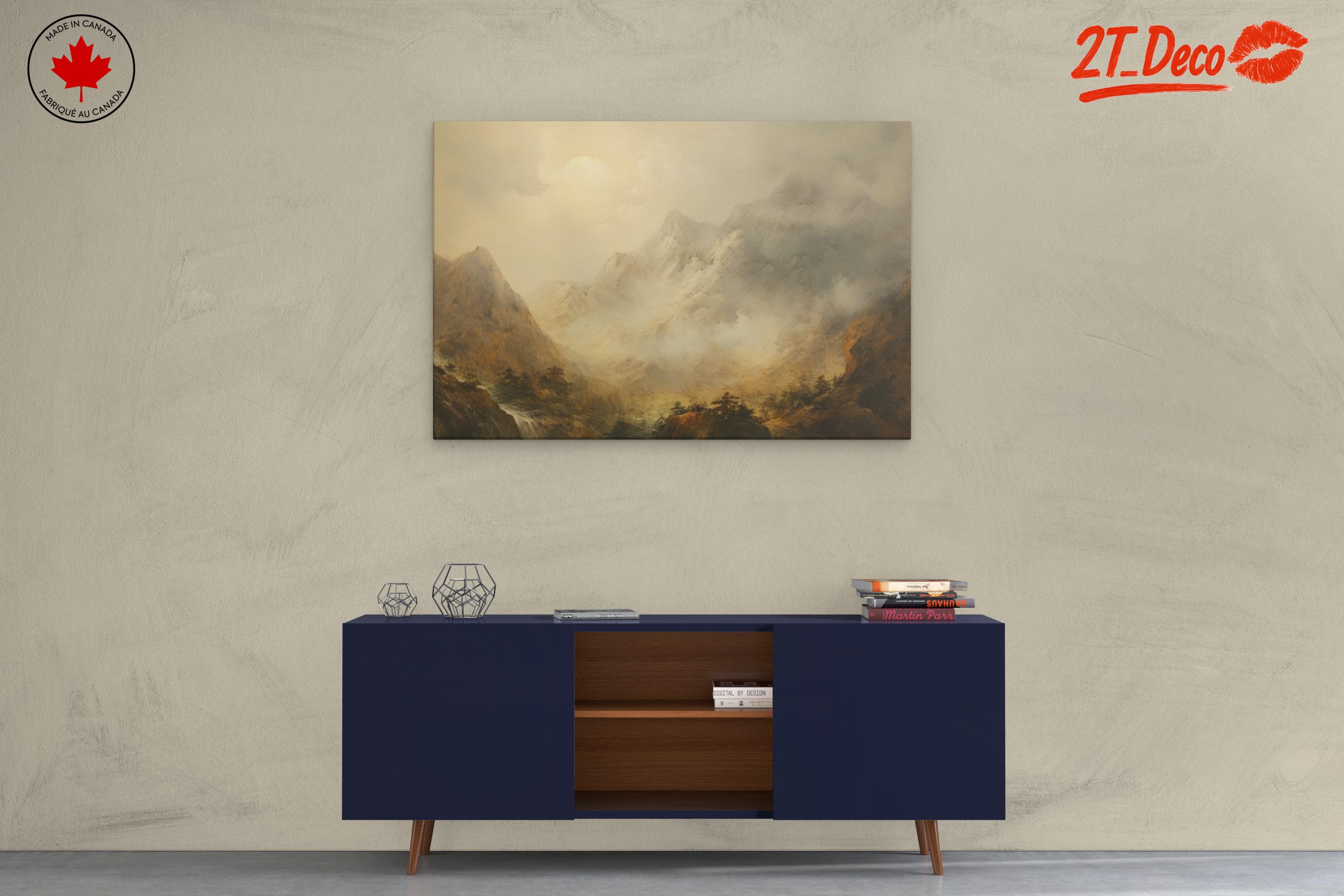 Misty Mountain Abstract Landscape Art - Image 3