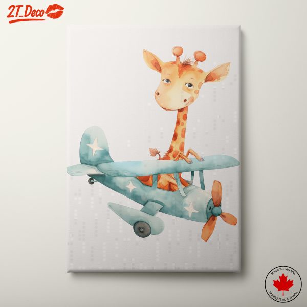Whimsical Giraffe Flying in Plane