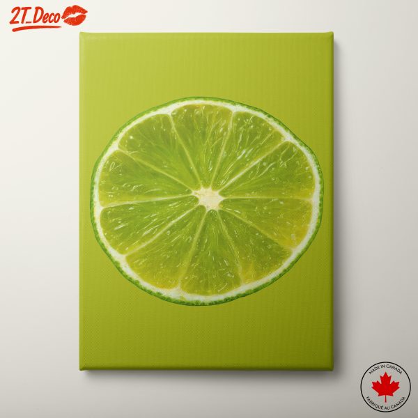 Vibrant Lime Slice Against Green Background