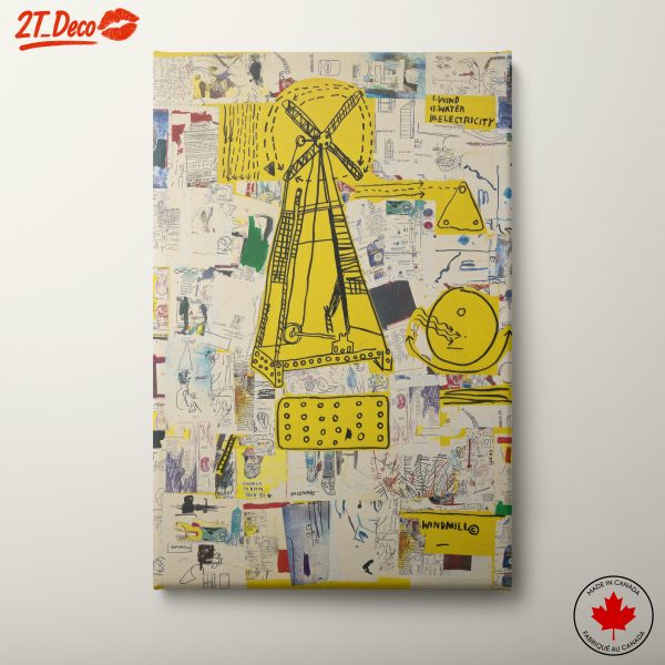 Whimsical Windmill and Abstract Collage Artwork