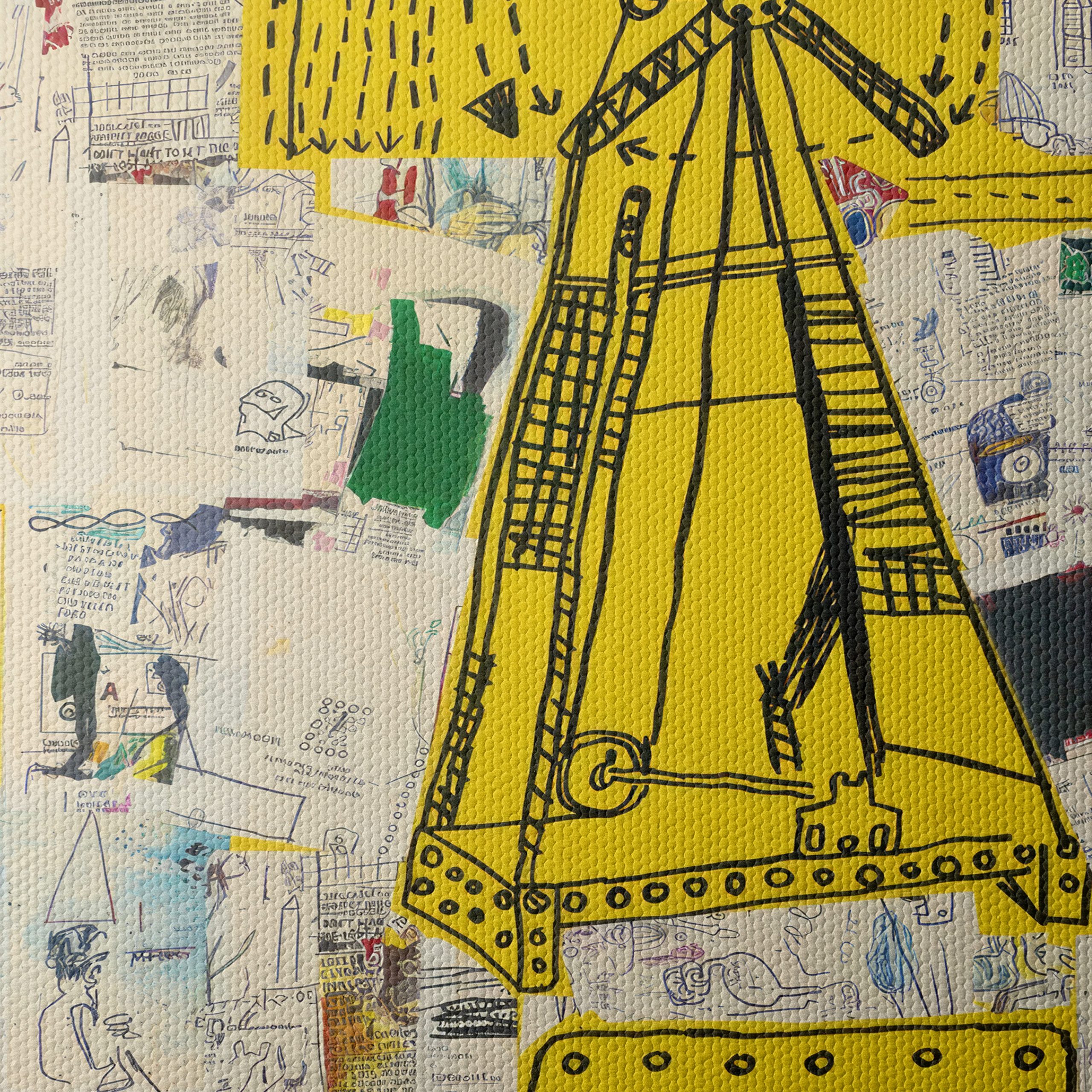 Whimsical Windmill and Abstract Collage Artwork - Image 4