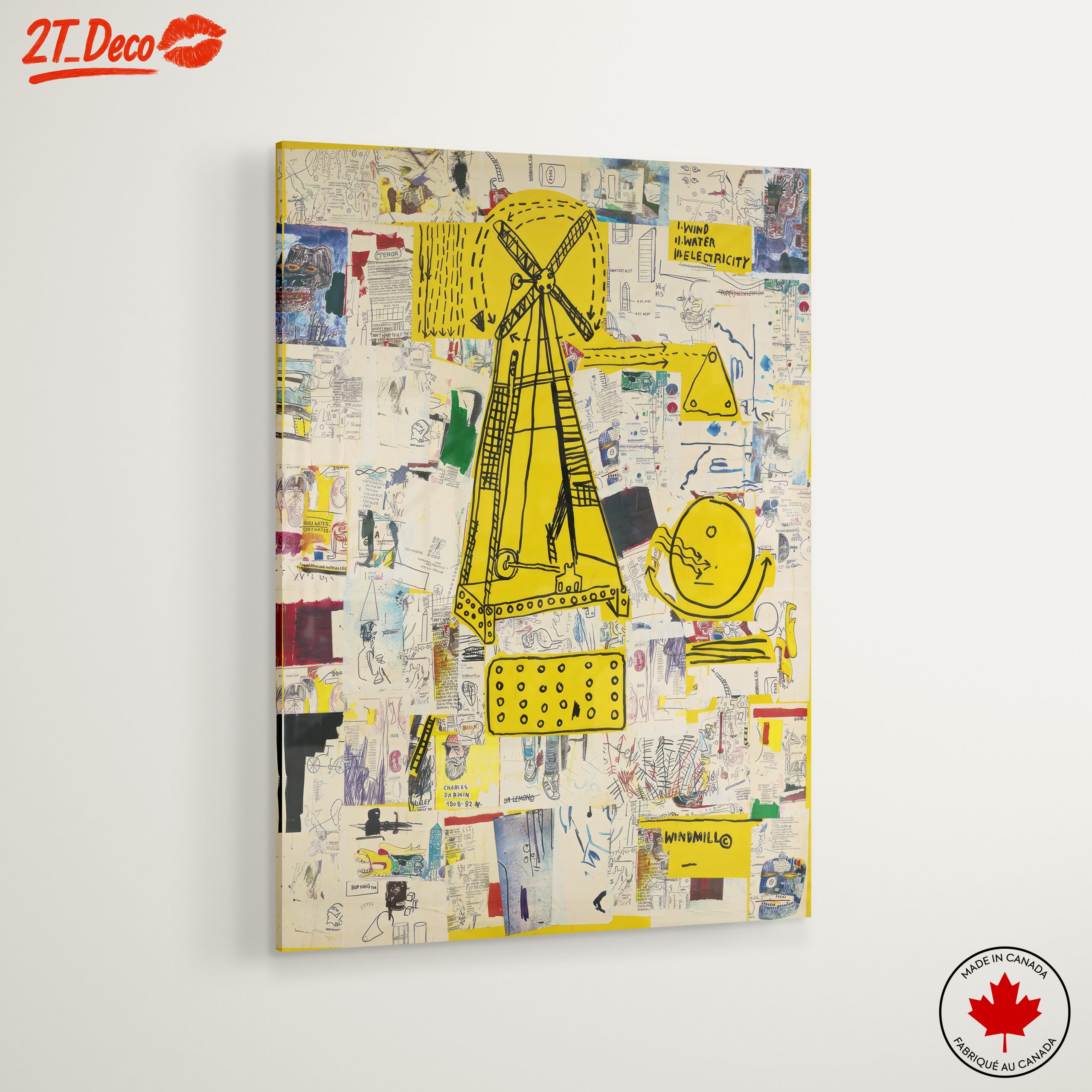 Whimsical Windmill and Abstract Collage Artwork - Image 6