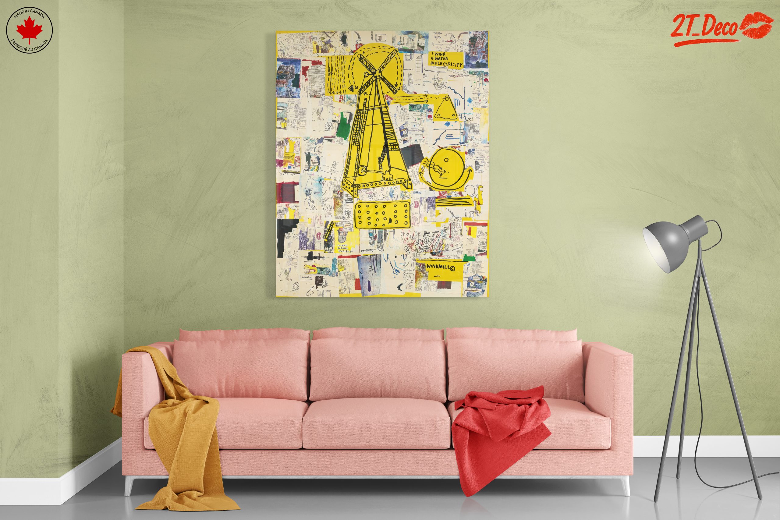 Whimsical Windmill and Abstract Collage Artwork - Image 7