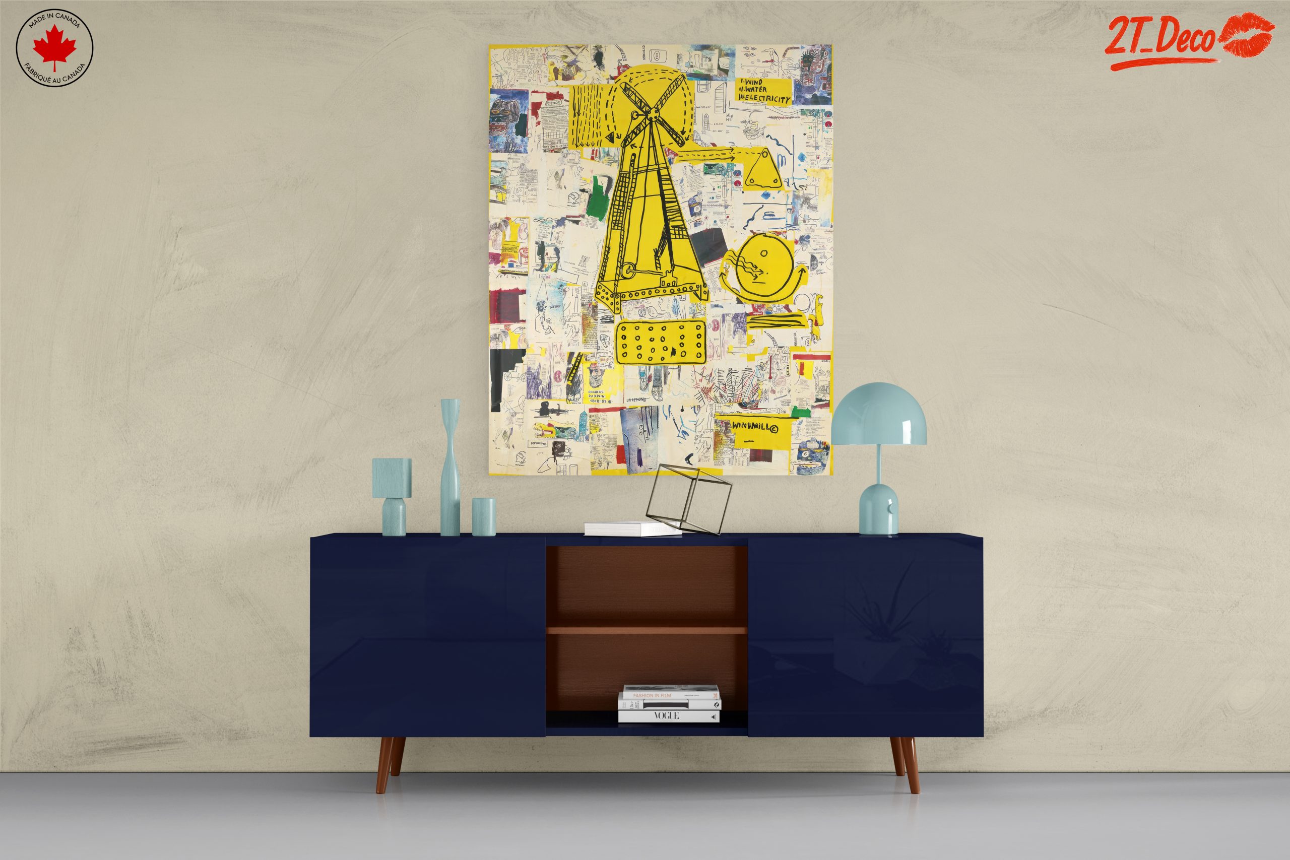Whimsical Windmill and Abstract Collage Artwork - Image 8