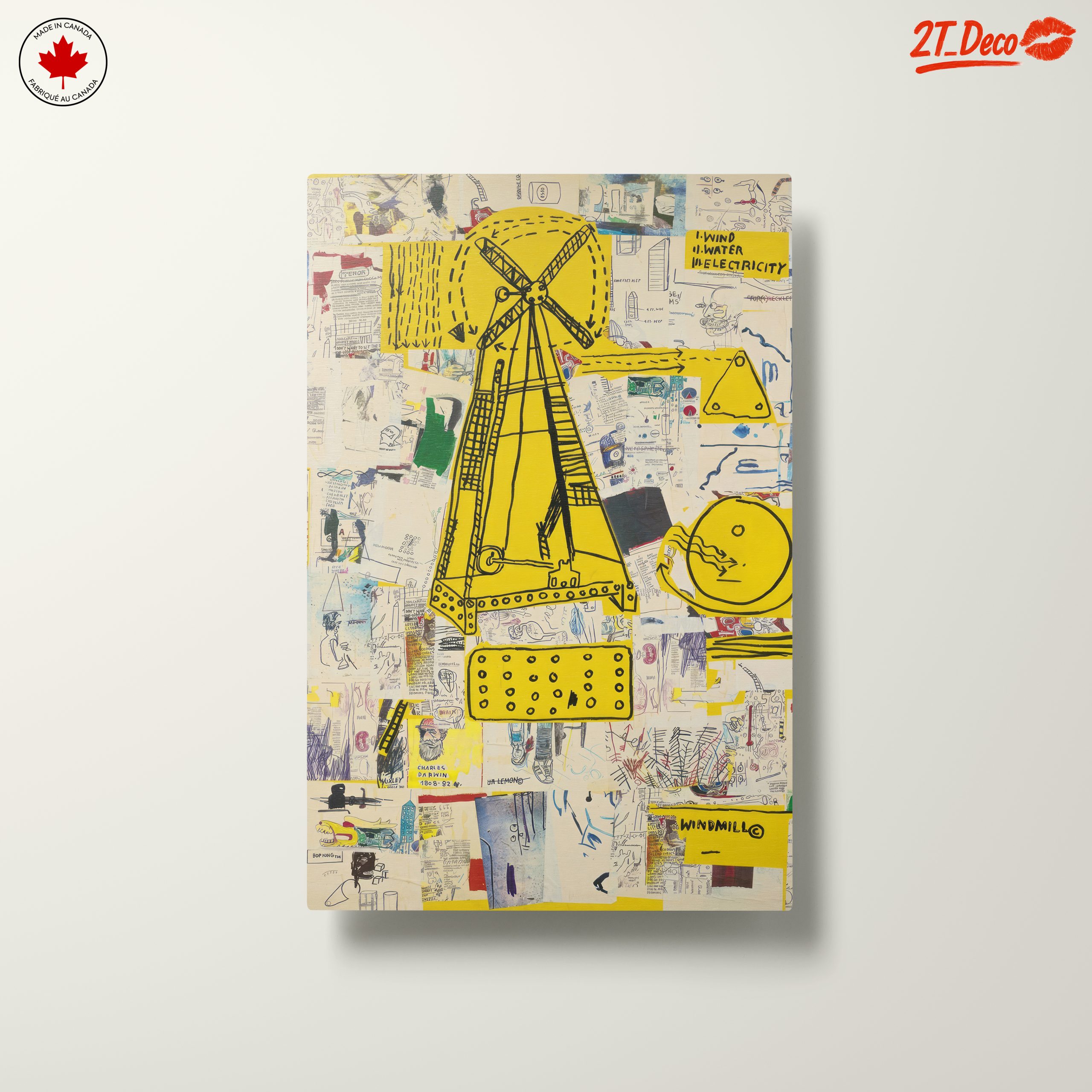 Whimsical Windmill and Abstract Collage Artwork - Image 10
